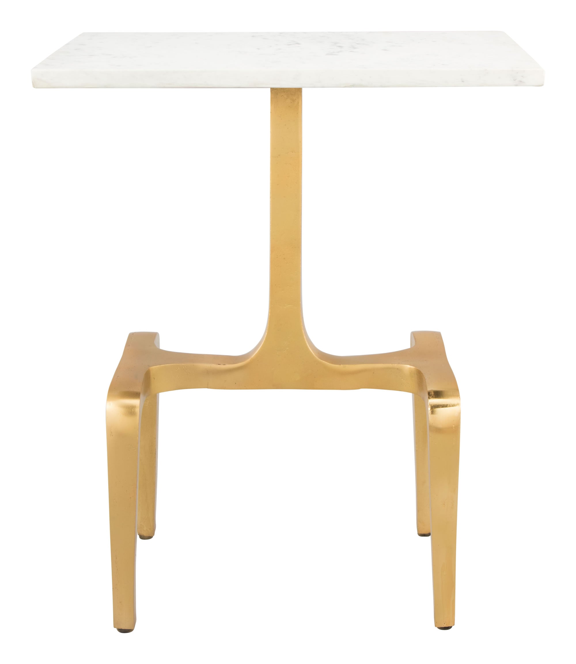Contemporary Gold Finish and Marble End Side Table