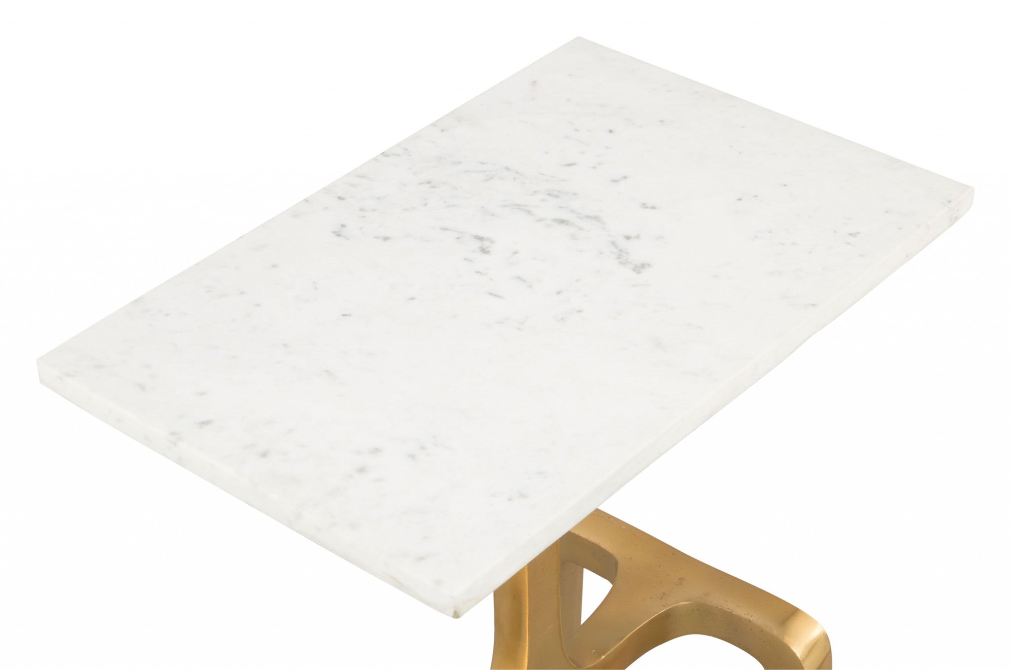 Contemporary Gold Finish and Marble End Side Table