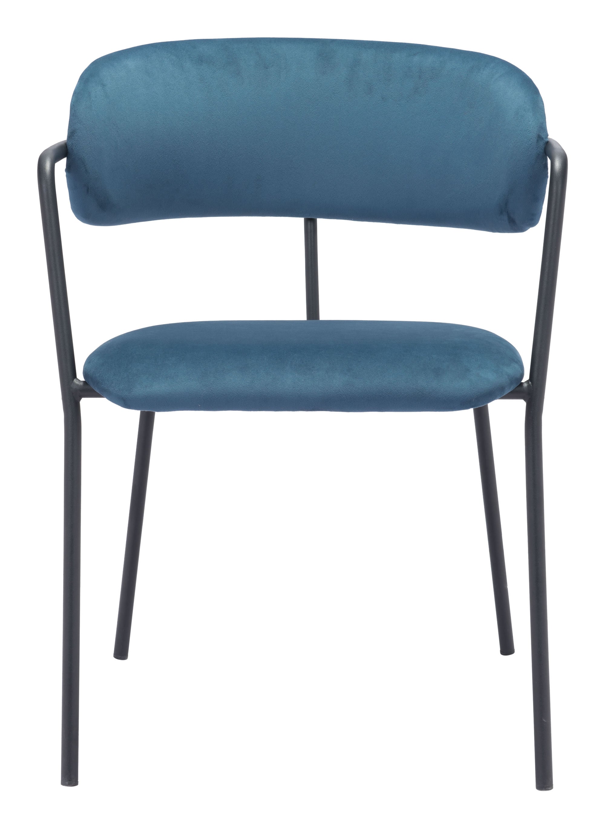 22.8" x 22.8" x 31.1" Blue & Black, Velvet, Steel & Plywood, Chair - Set of 2