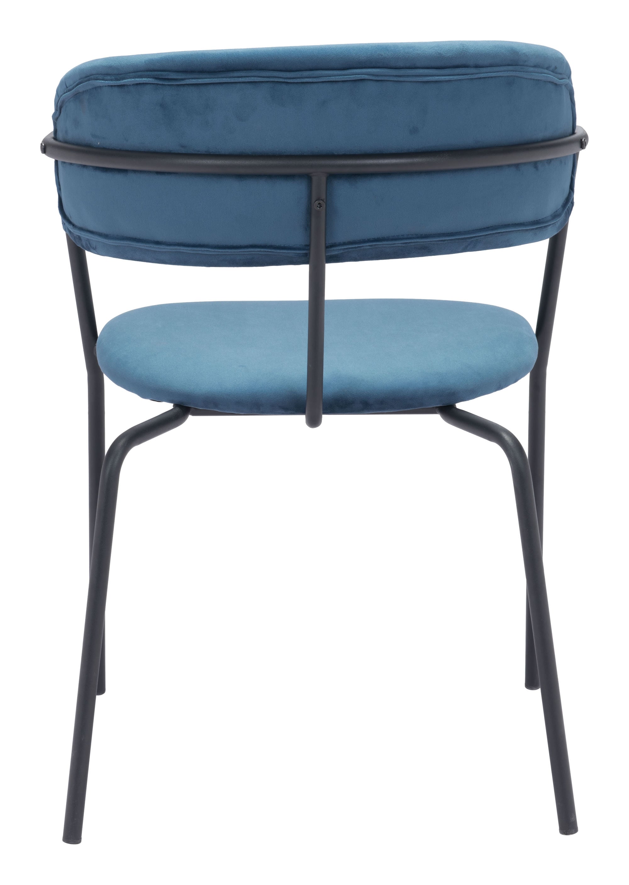 22.8" x 22.8" x 31.1" Blue & Black, Velvet, Steel & Plywood, Chair - Set of 2