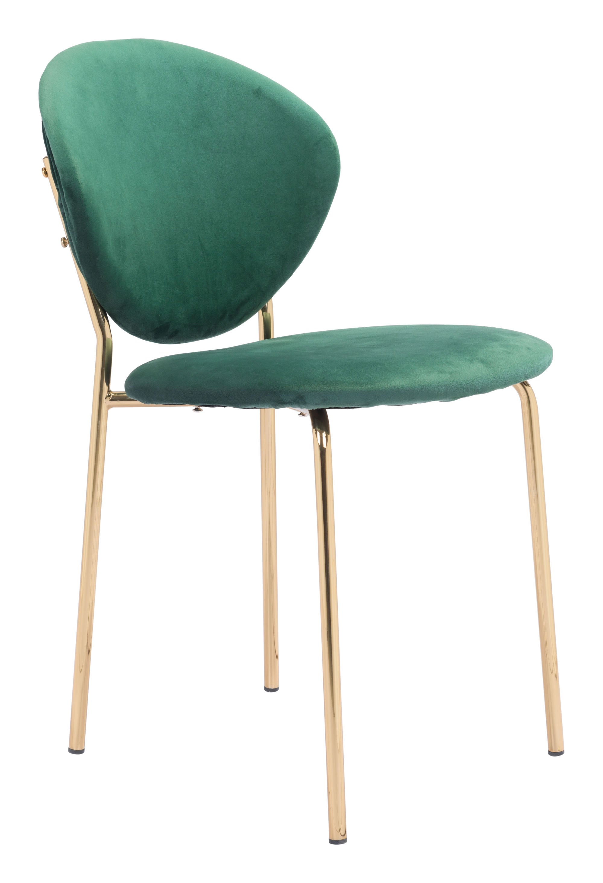 18.1" x 23.6" x 32.3" Green and Gold Velvet Steel and Plywood Chair  Set of 2