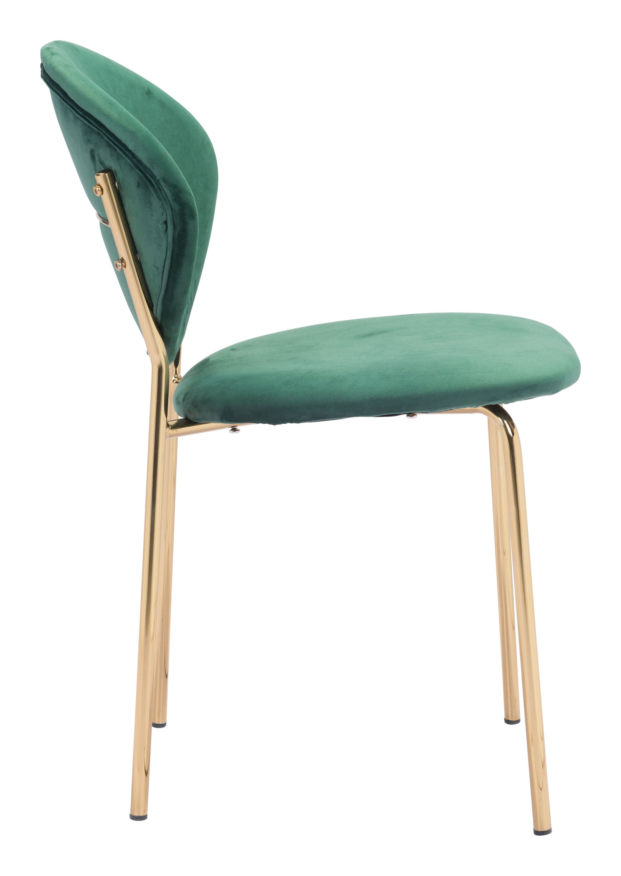 18.1" x 23.6" x 32.3" Green and Gold Velvet Steel and Plywood Chair  Set of 2