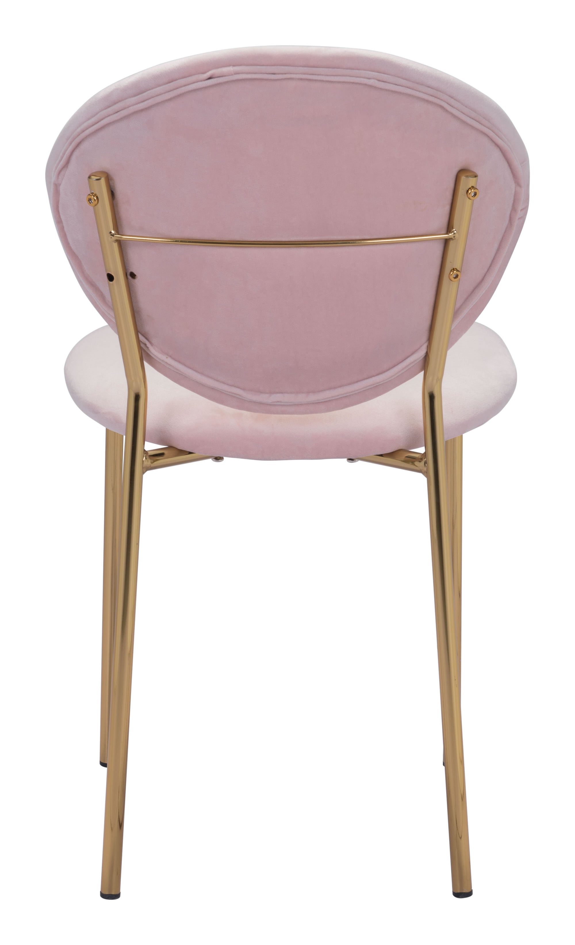 18.1" x 23.6" x 32.3" Pink & Gold, Velvet, Steel & Plywood, Chair - Set of 2