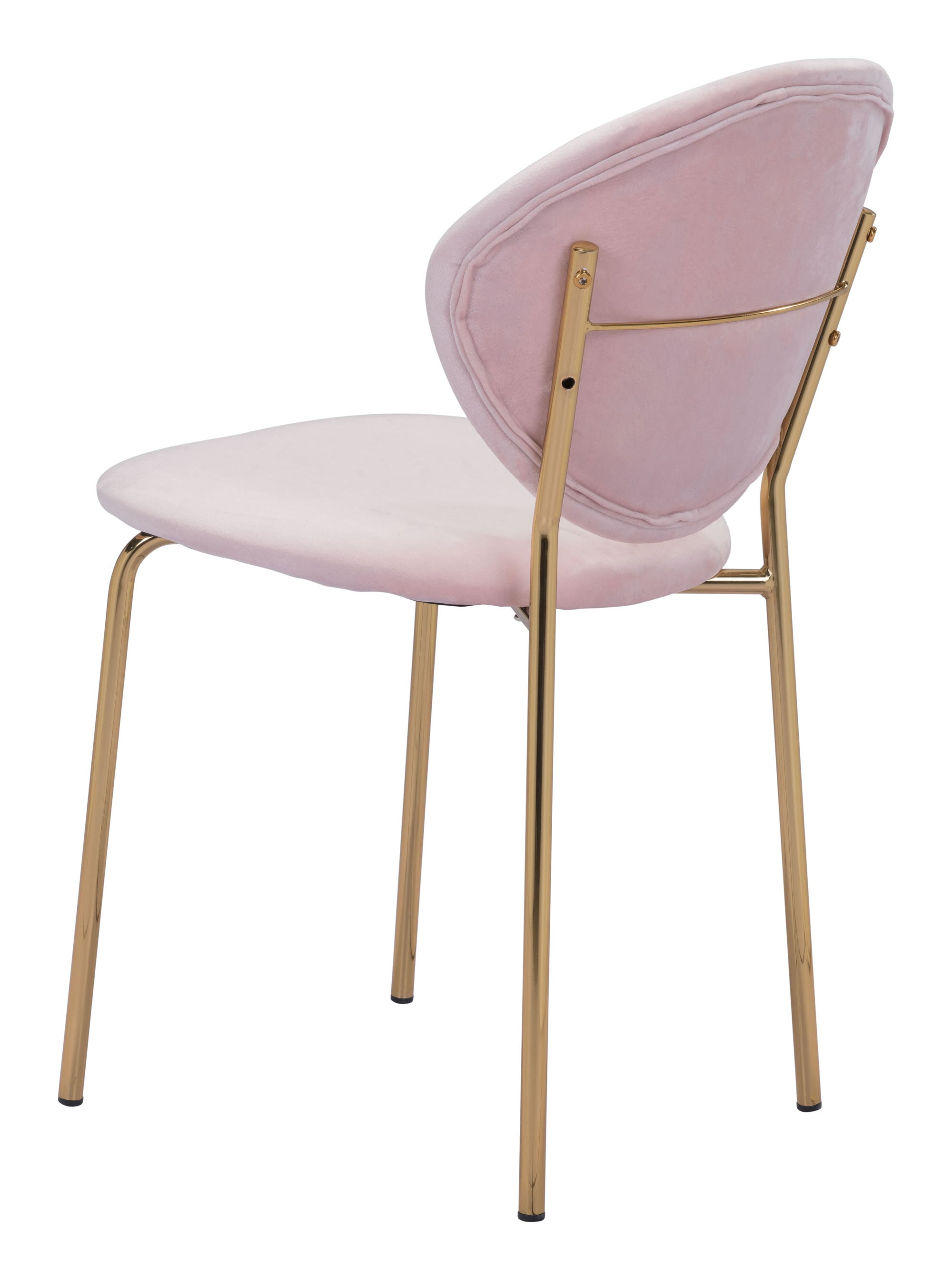 18.1" x 23.6" x 32.3" Pink & Gold, Velvet, Steel & Plywood, Chair - Set of 2
