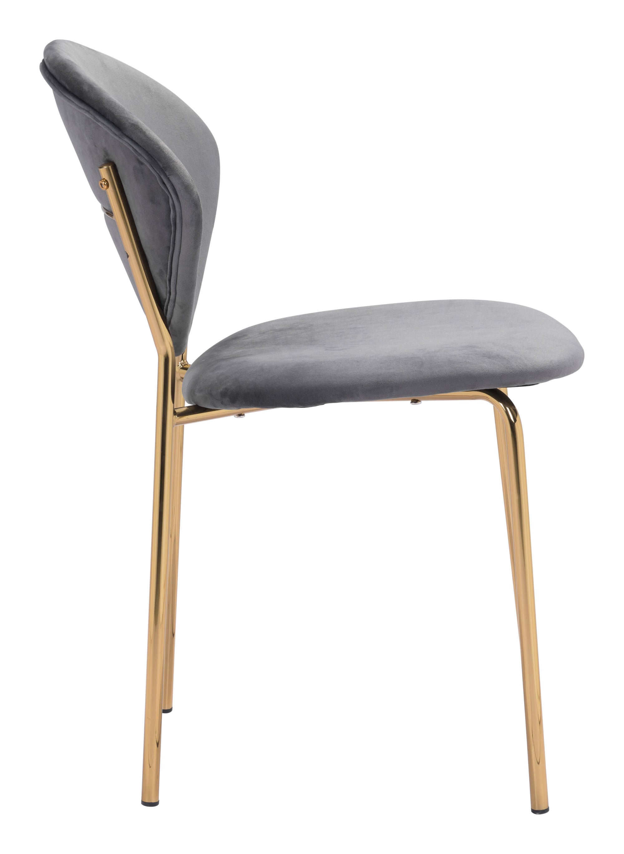 18.1" x 23.6" x 32.3" Dark Gray & Gold, Velvet, Steel & Plywood, Chair - Set of 2