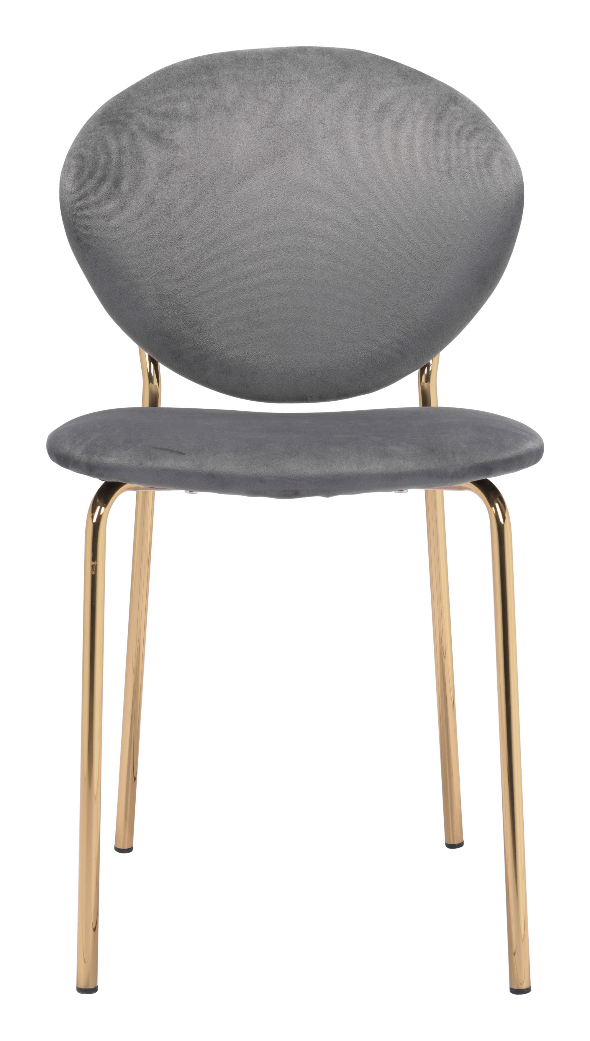 18.1" x 23.6" x 32.3" Dark Gray & Gold, Velvet, Steel & Plywood, Chair - Set of 2