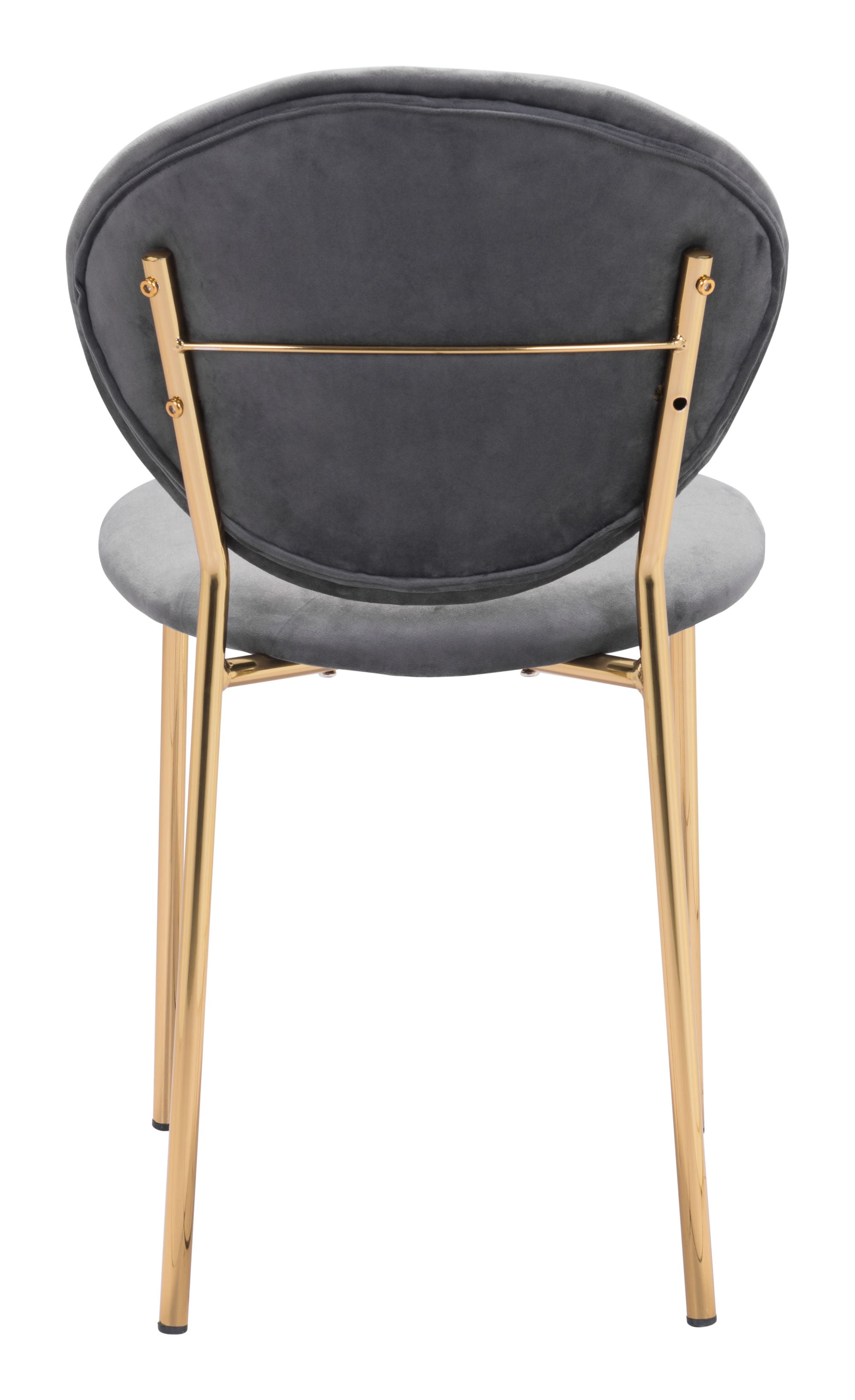 18.1" x 23.6" x 32.3" Dark Gray & Gold, Velvet, Steel & Plywood, Chair - Set of 2