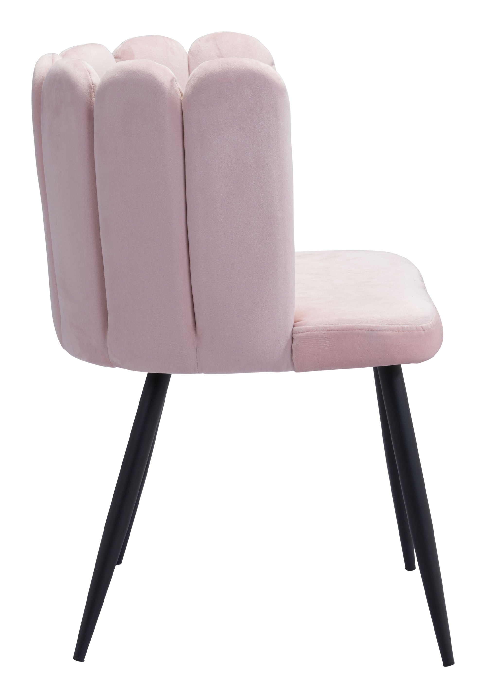 22" x 22" x 31.5" Pink Velvet Steel and Plywood Chair  Set of 2