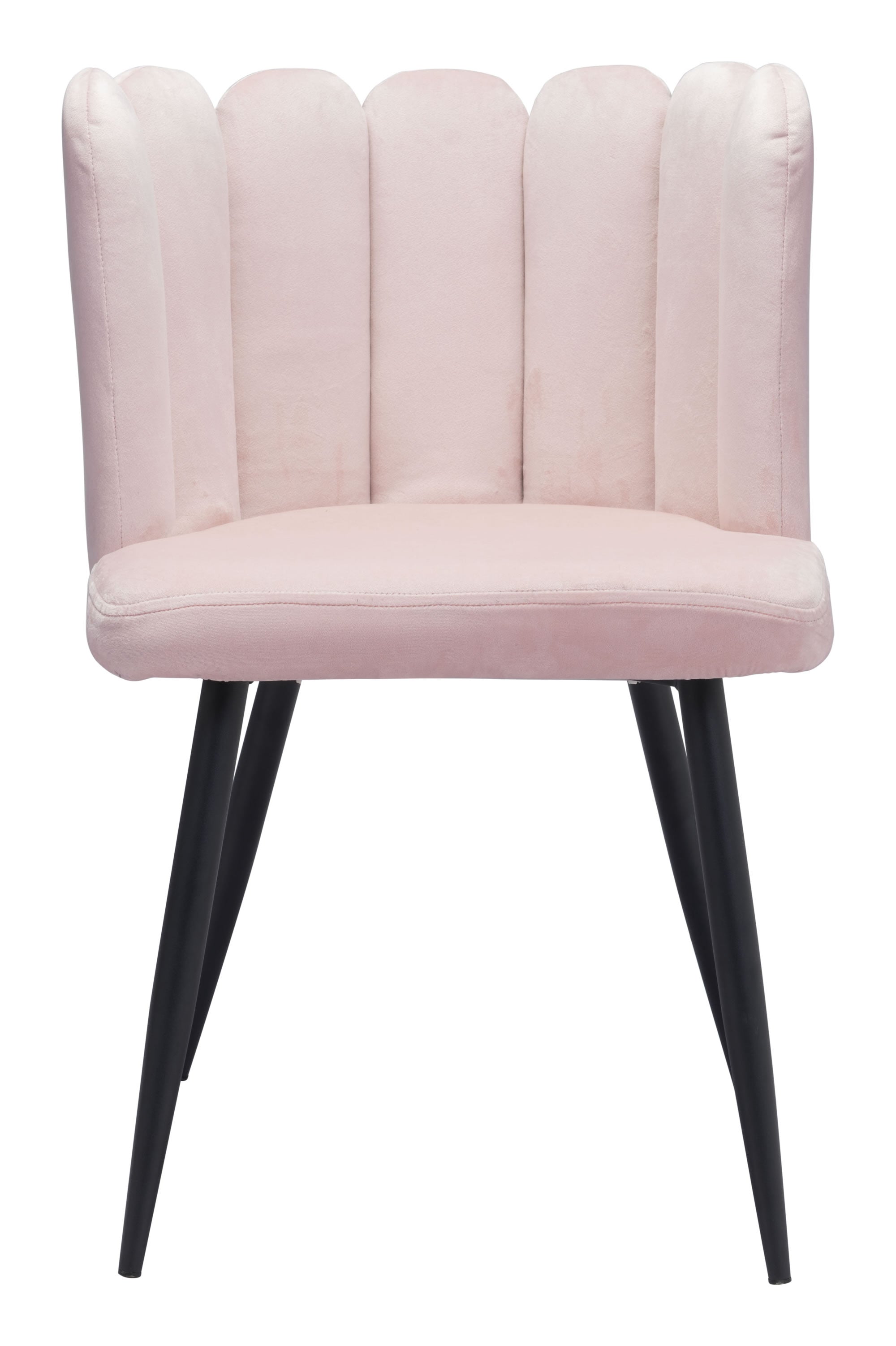 22" x 22" x 31.5" Pink Velvet Steel and Plywood Chair  Set of 2
