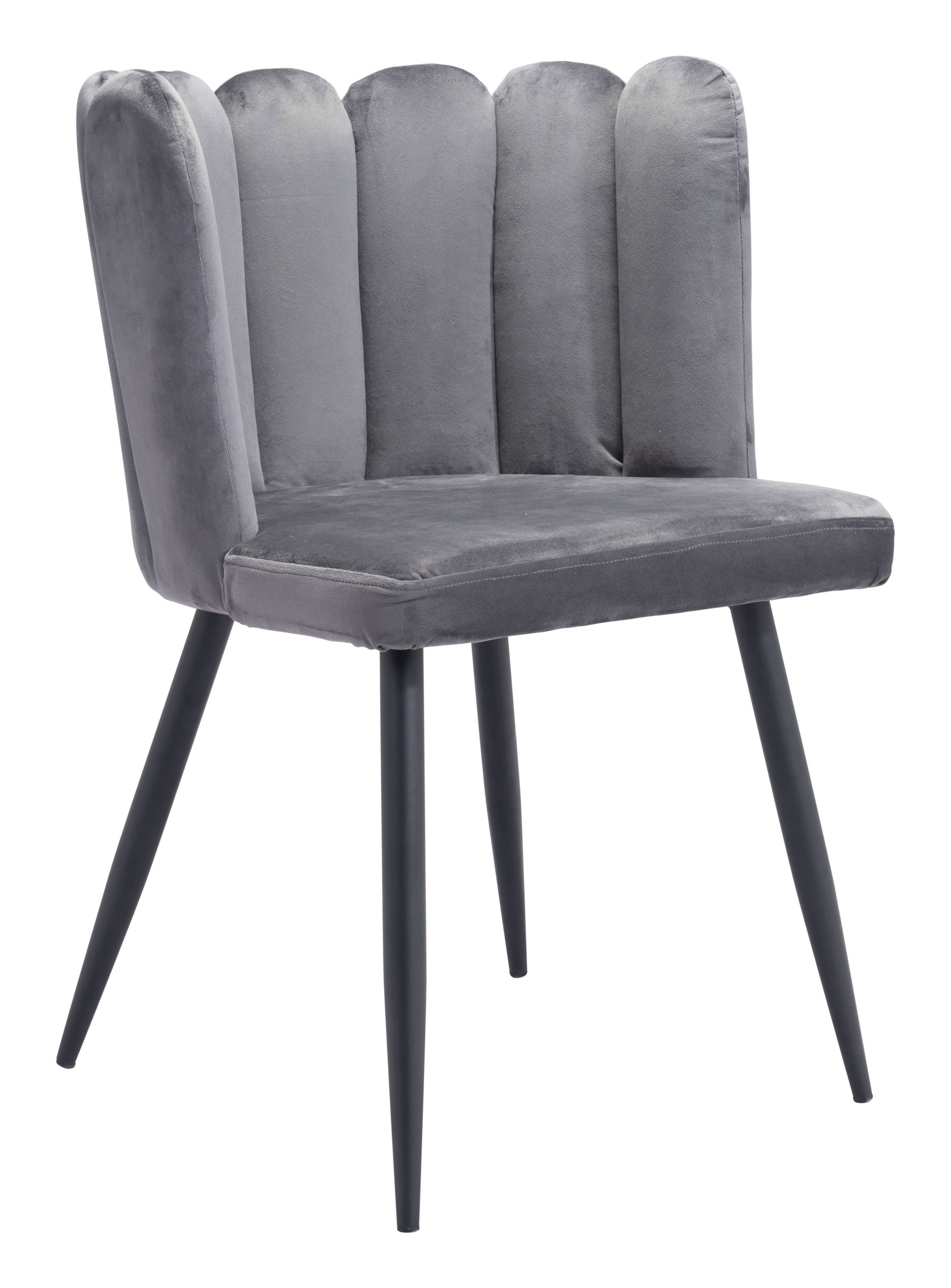 22" x 22" x 31.5" Dark Gray Velvet Steel and Plywood Chair  Set of 2