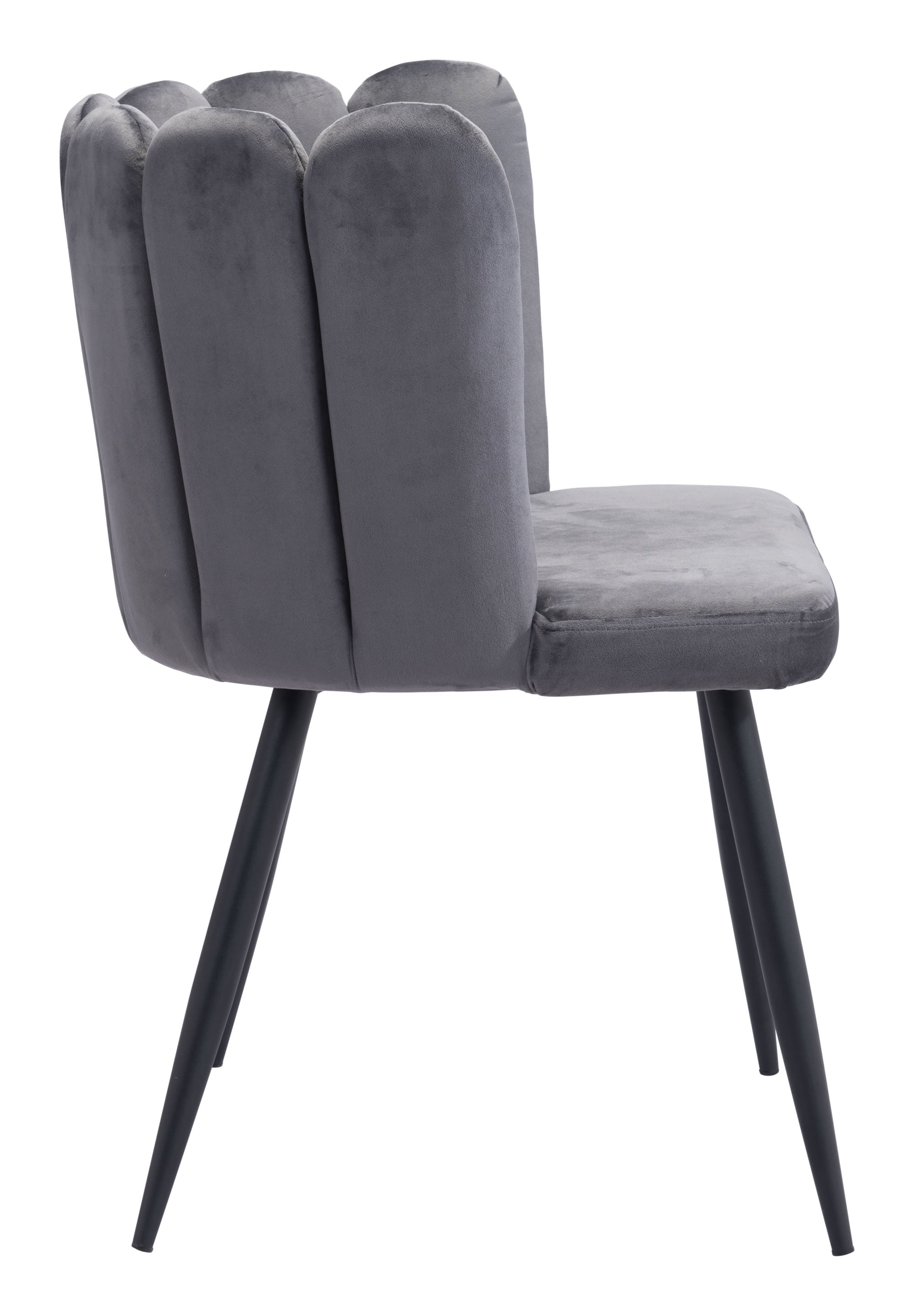 22" x 22" x 31.5" Dark Gray Velvet Steel and Plywood Chair  Set of 2