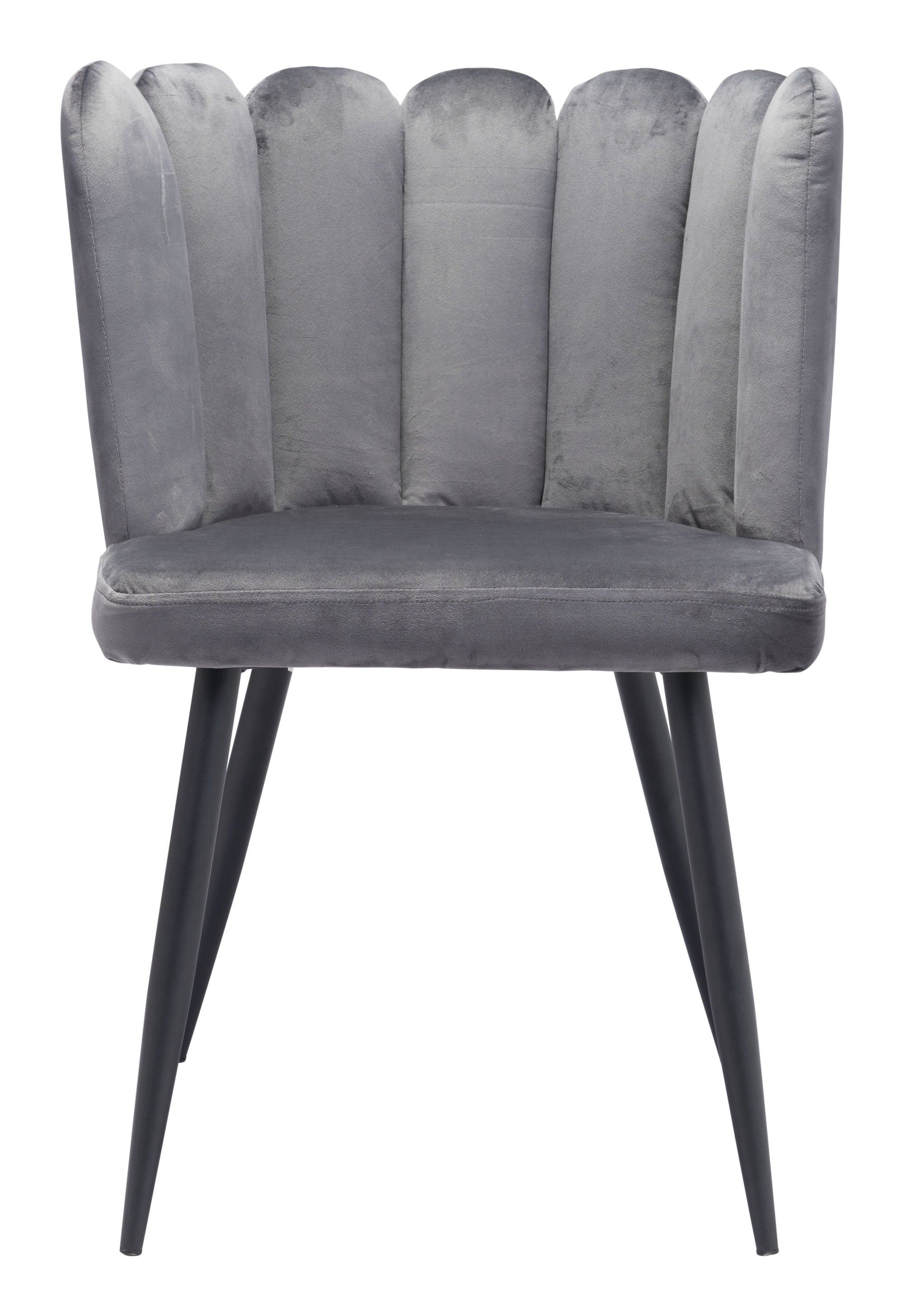 22" x 22" x 31.5" Dark Gray Velvet Steel and Plywood Chair  Set of 2