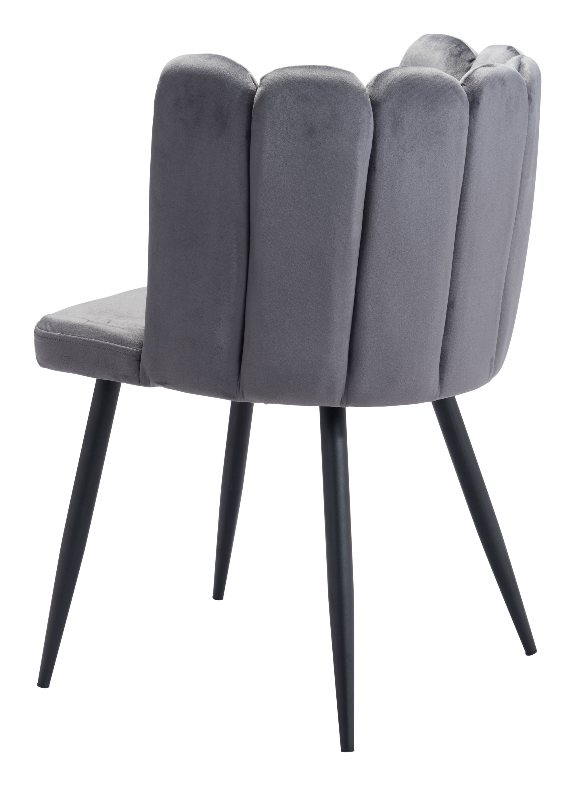 22" x 22" x 31.5" Dark Gray Velvet Steel and Plywood Chair  Set of 2