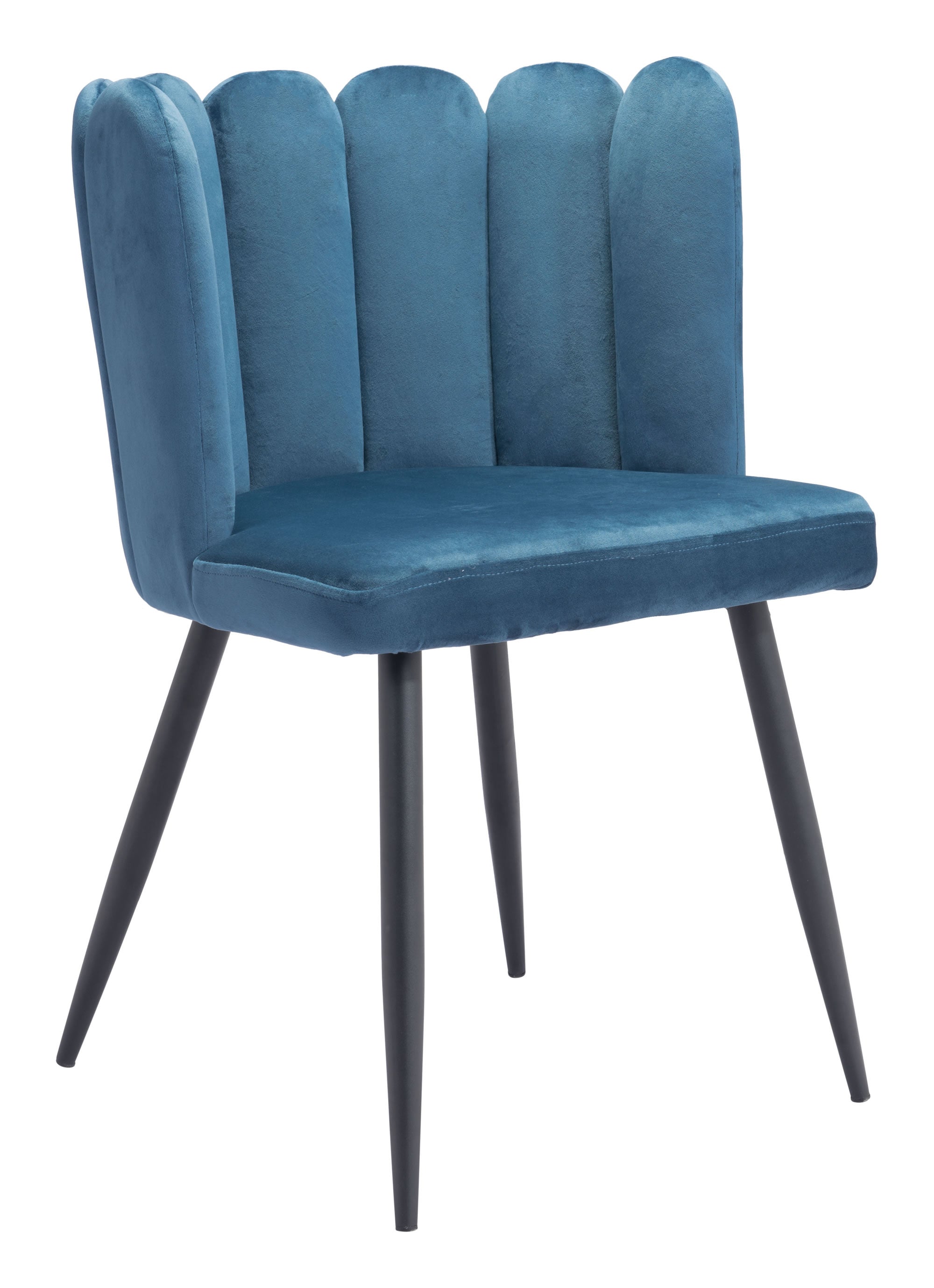 22" x 22" x 31.5" Steel Blue Velvet Steel and Plywood Chair  Set of 2