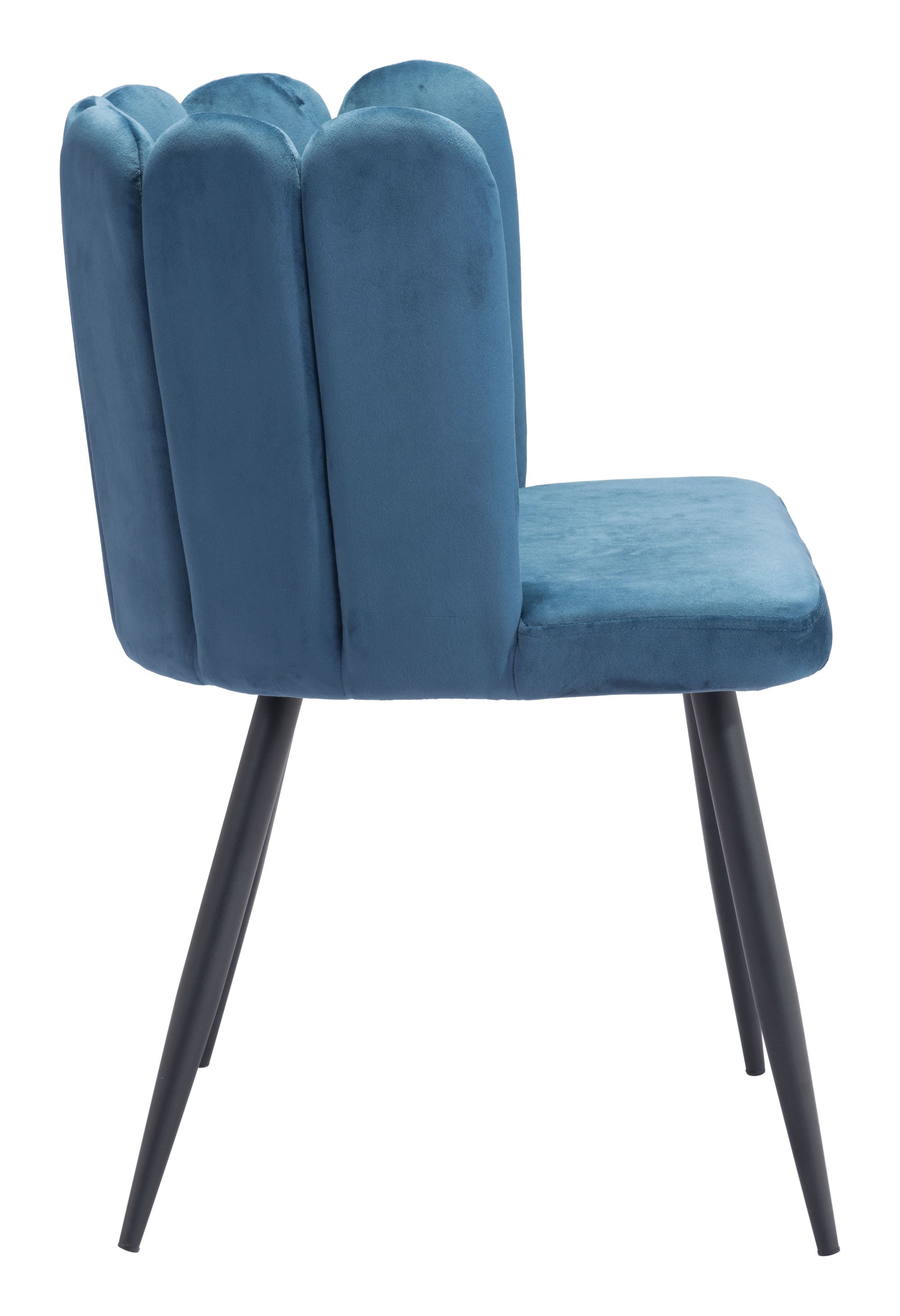 22" x 22" x 31.5" Steel Blue Velvet Steel and Plywood Chair  Set of 2