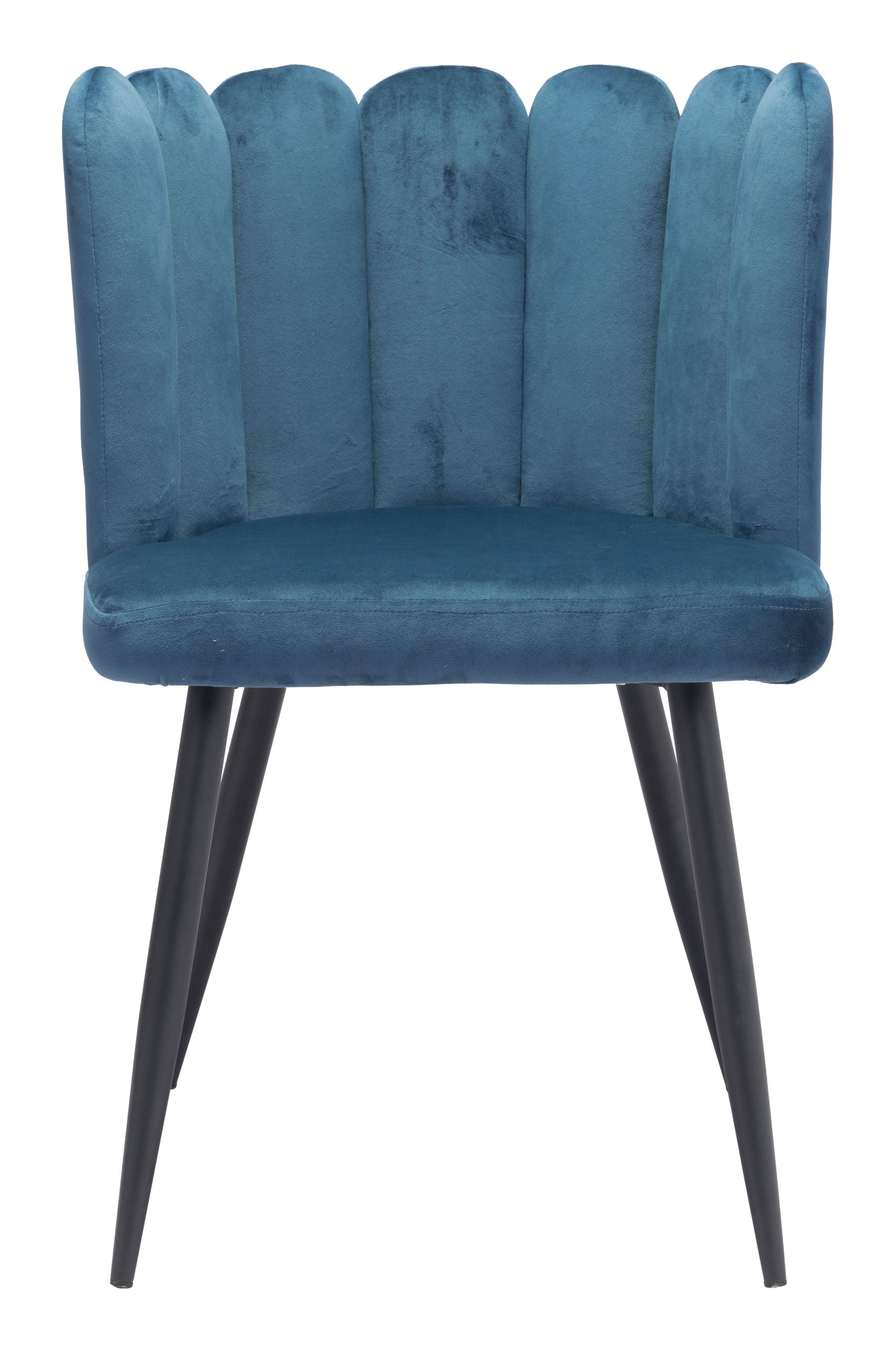 22" x 22" x 31.5" Steel Blue Velvet Steel and Plywood Chair  Set of 2