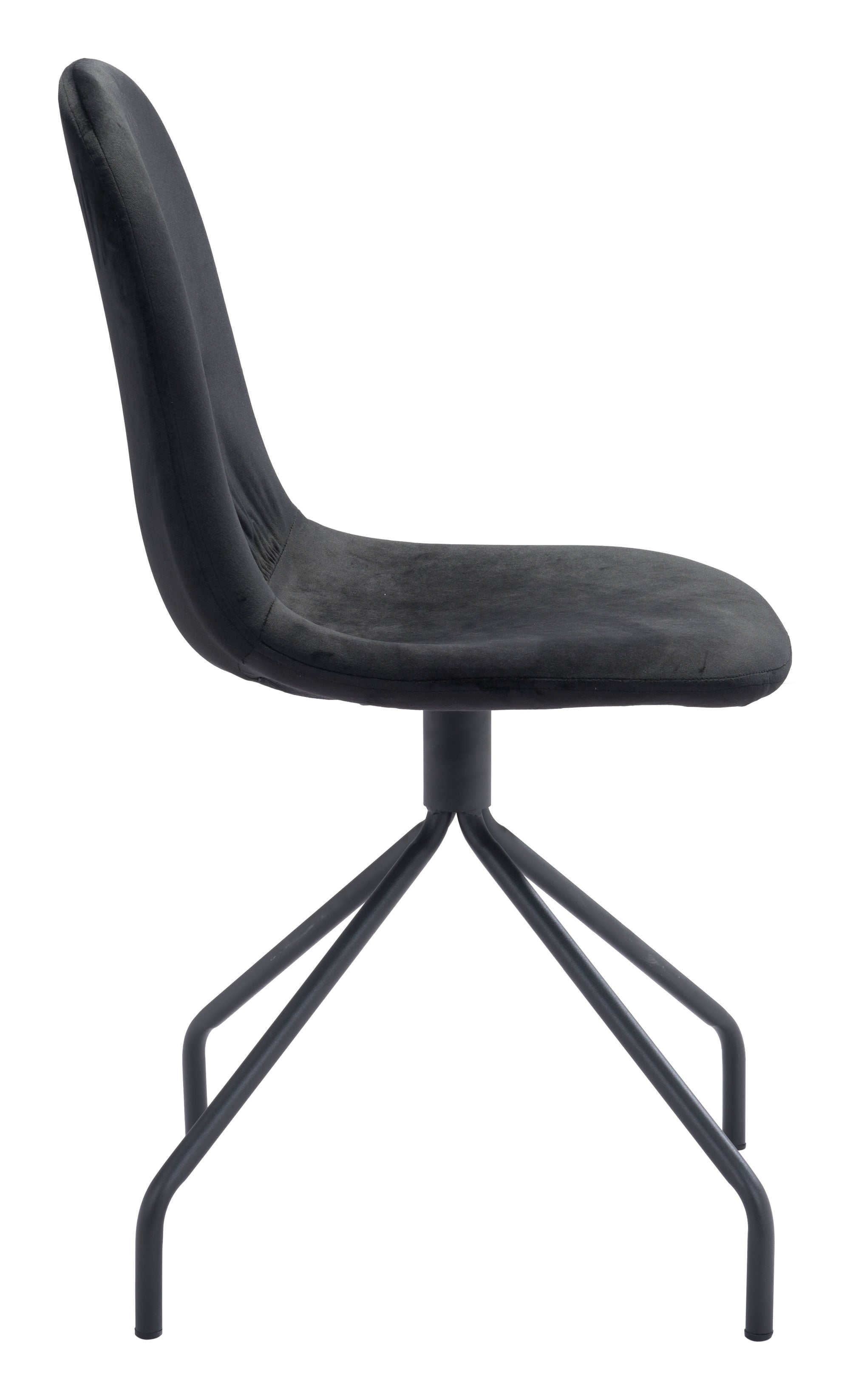 17.7" x 20.9" x 33.9" Black, Velvet, Steel & Plywood, Chair - Set of 2