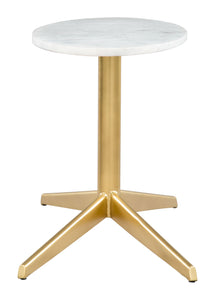 44" x 13.5" x 18.5" White & Gold, Marble, Metal, Coffee Table