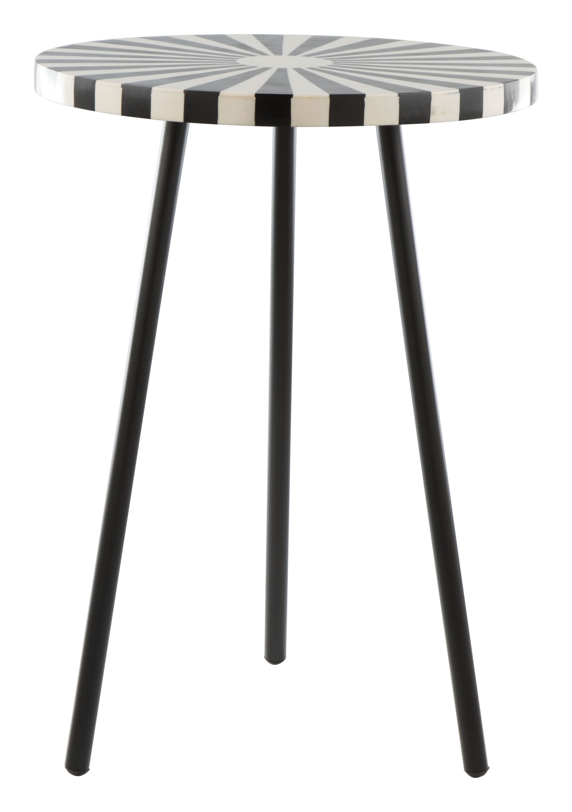 15" x 15" x 21.1" Black and White Resin Iron Side Table