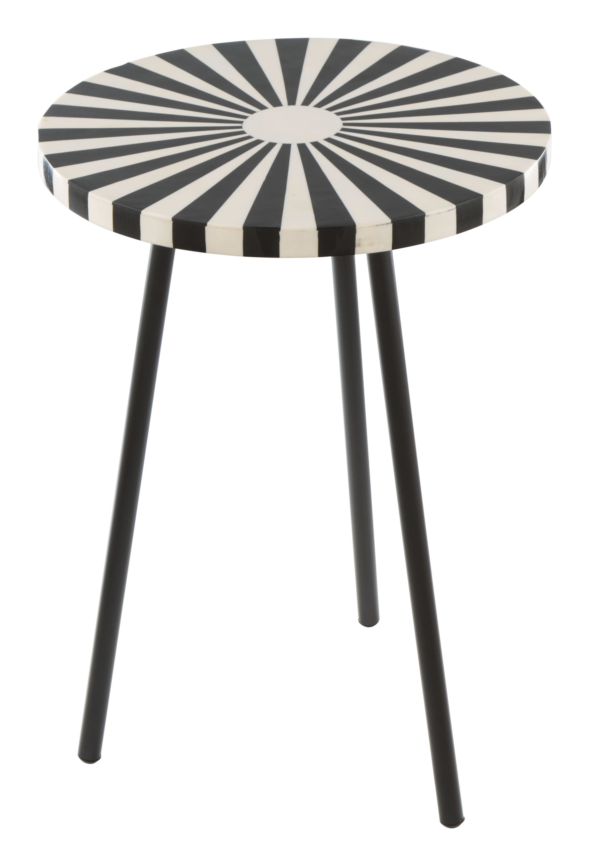 15" x 15" x 21.1" Black and White Resin Iron Side Table