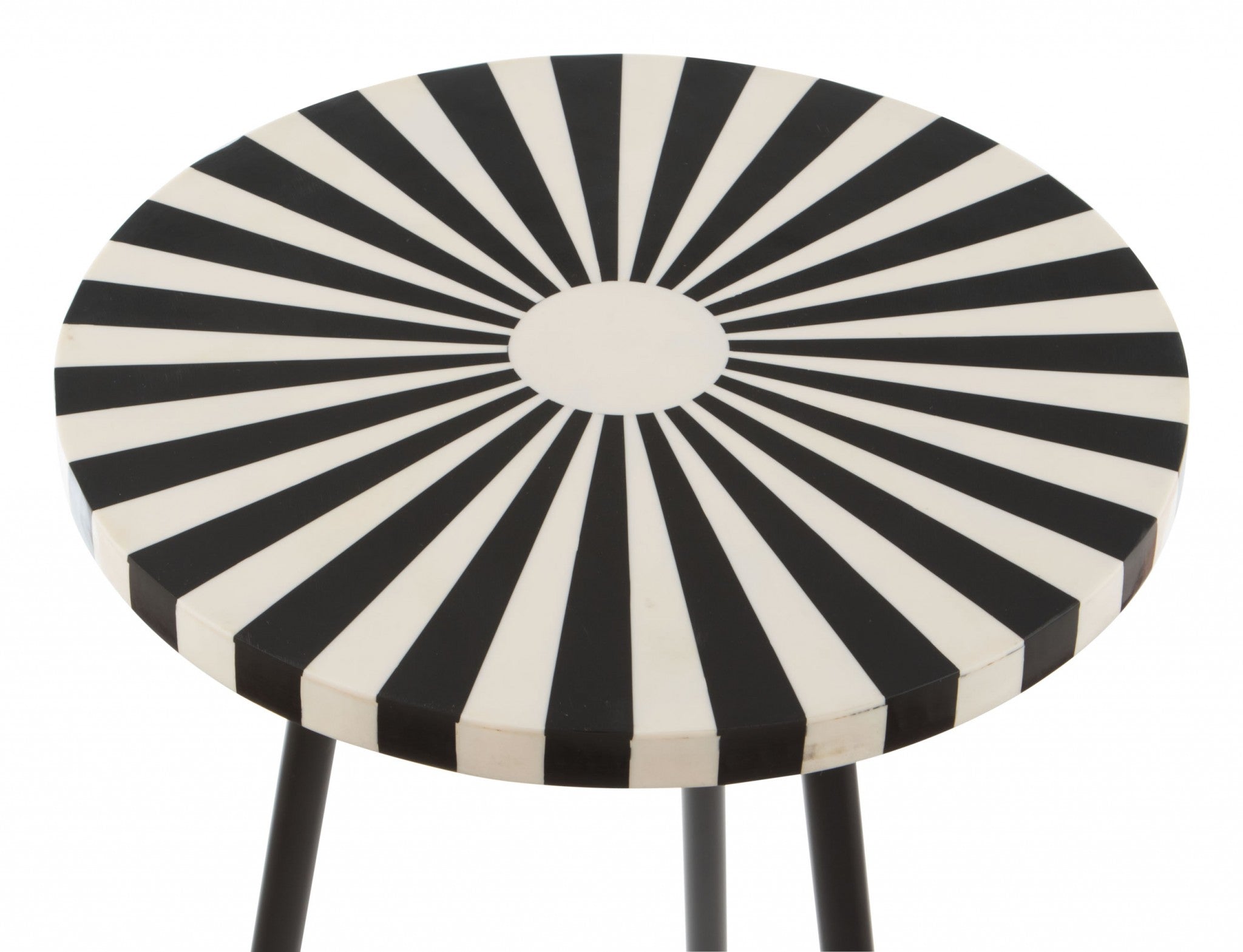 15" x 15" x 21.1" Black and White Resin Iron Side Table
