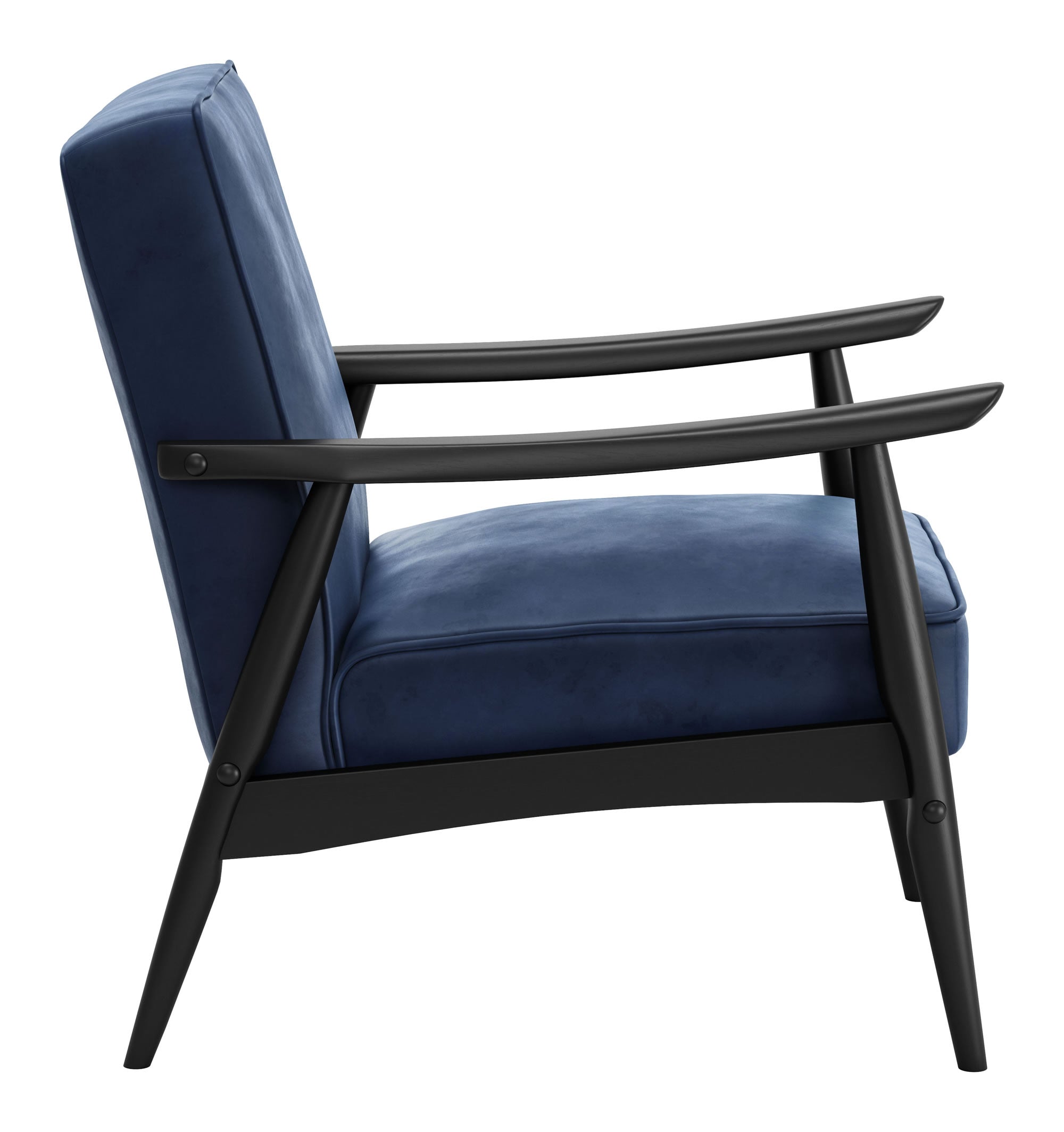 32" x 27" x 33" Blue, Velvet, Rubber Wood, Arm Chair