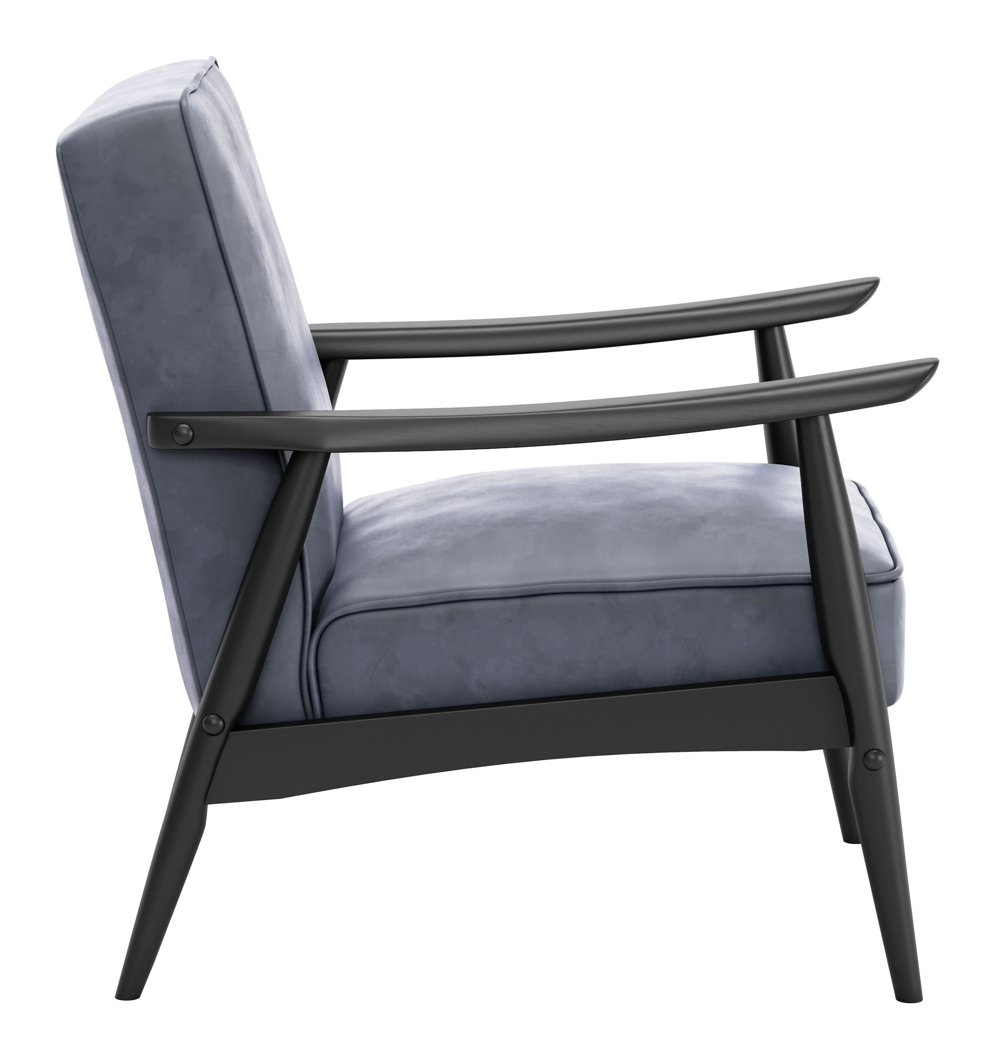 32" x 27" x 33" Gray, Velvet, Rubber Wood, Arm Chair