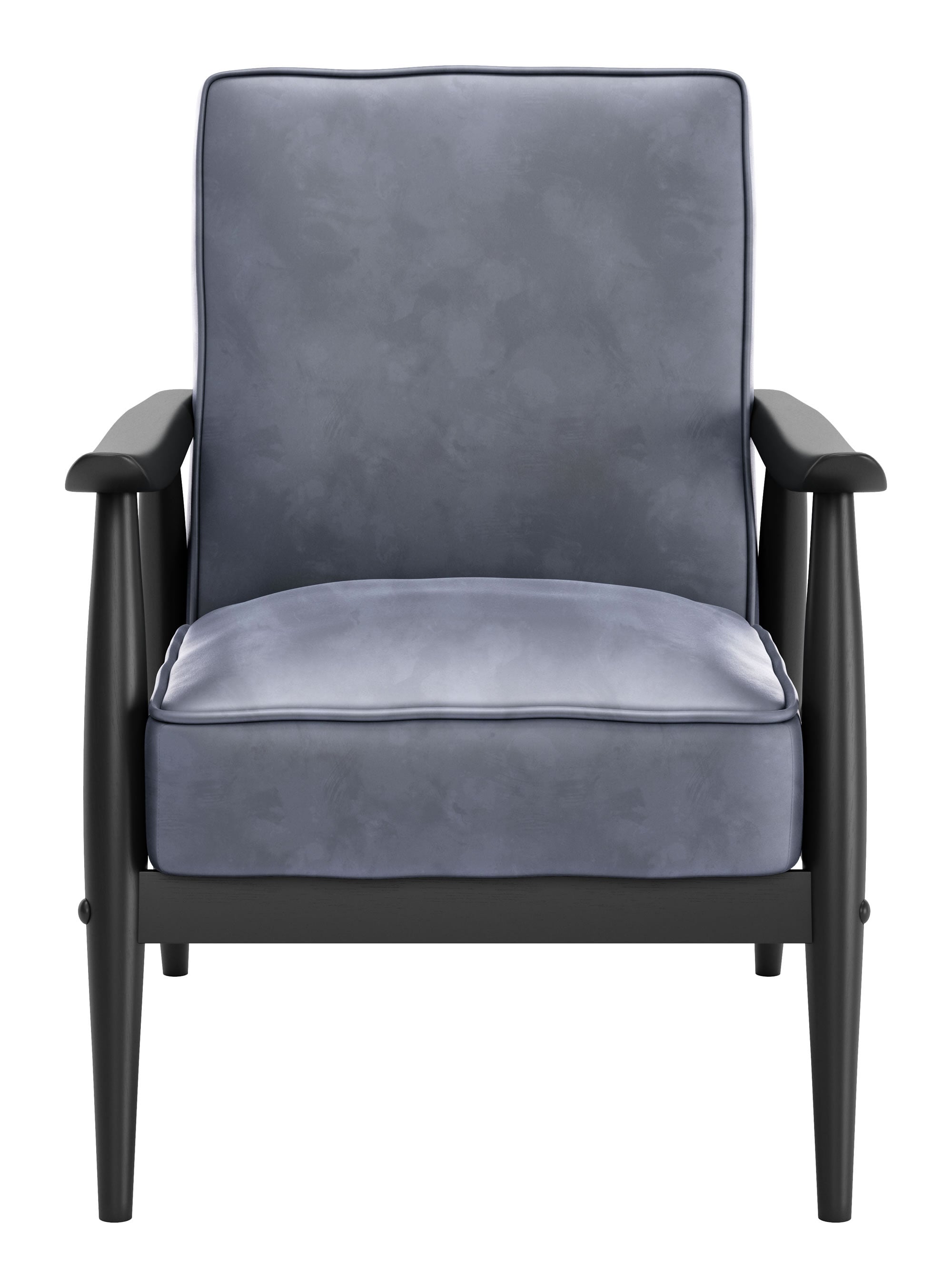 32" x 27" x 33" Gray, Velvet, Rubber Wood, Arm Chair