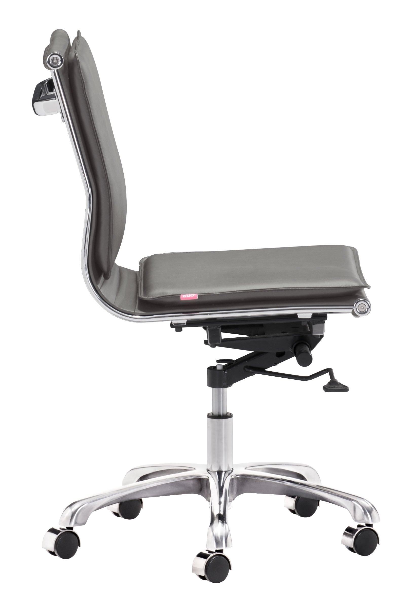 23" x 23" x 36.6" Gray, Leatherette, Chromed Steel, Plus Armless Office Chair