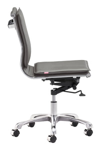 23" x 23" x 36.6" Gray, Leatherette, Chromed Steel, Plus Armless Office Chair