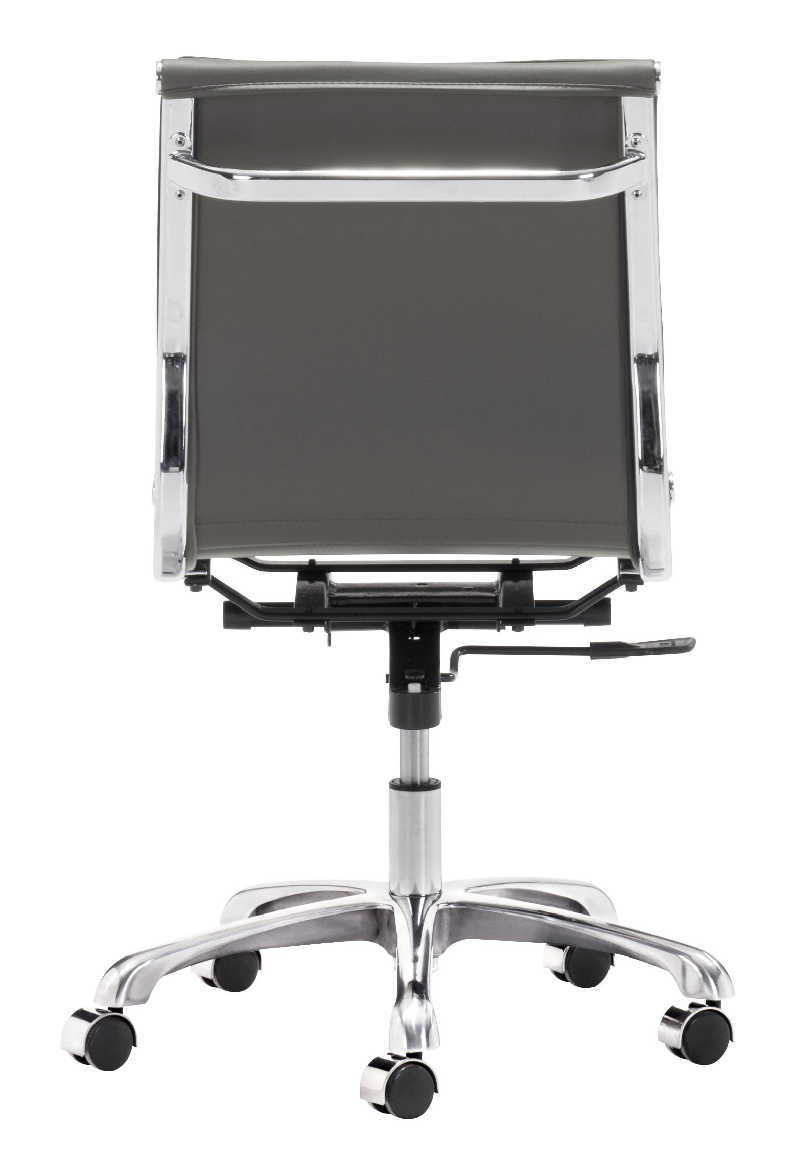 23" x 23" x 36.6" Gray, Leatherette, Chromed Steel, Plus Armless Office Chair