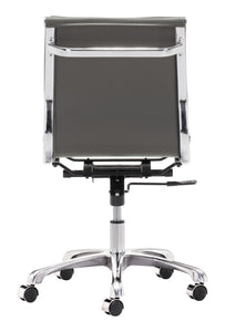 23" x 23" x 36.6" Gray, Leatherette, Chromed Steel, Plus Armless Office Chair