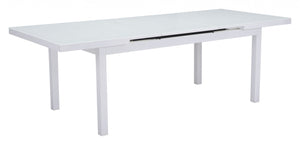 70.5" x 39.5" x 29.5" White, Tempered Glass, Aluminum, Dining Table
