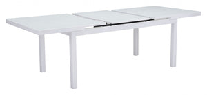 70.5" x 39.5" x 29.5" White, Tempered Glass, Aluminum, Dining Table
