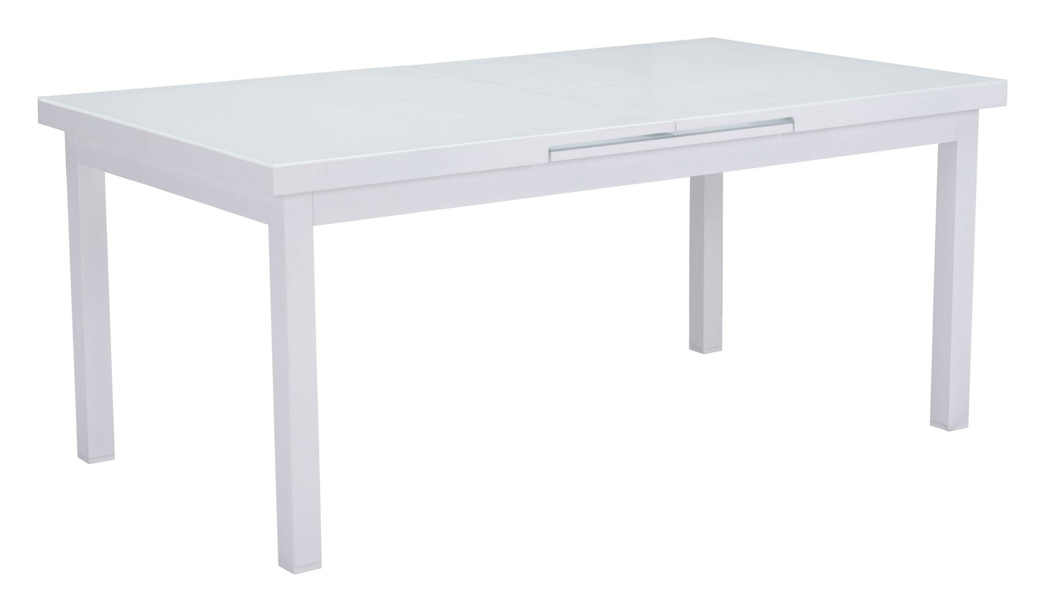 70.5" x 39.5" x 29.5" White, Tempered Glass, Aluminum, Dining Table