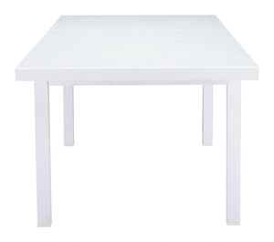 70.5" x 39.5" x 29.5" White, Tempered Glass, Aluminum, Dining Table