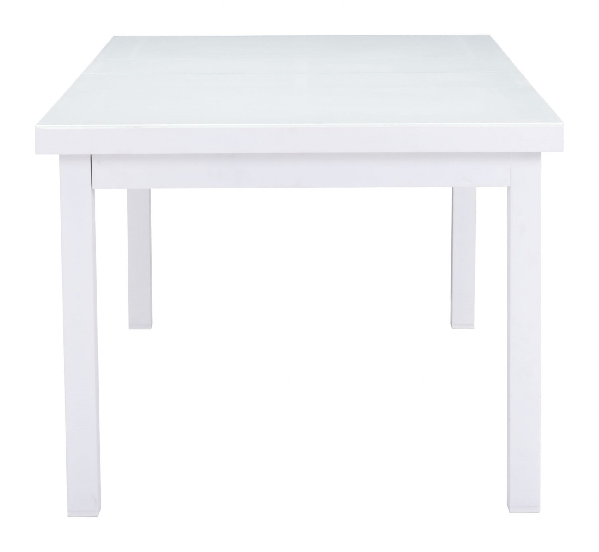 70.5" x 39.5" x 29.5" White, Tempered Glass, Aluminum, Dining Table