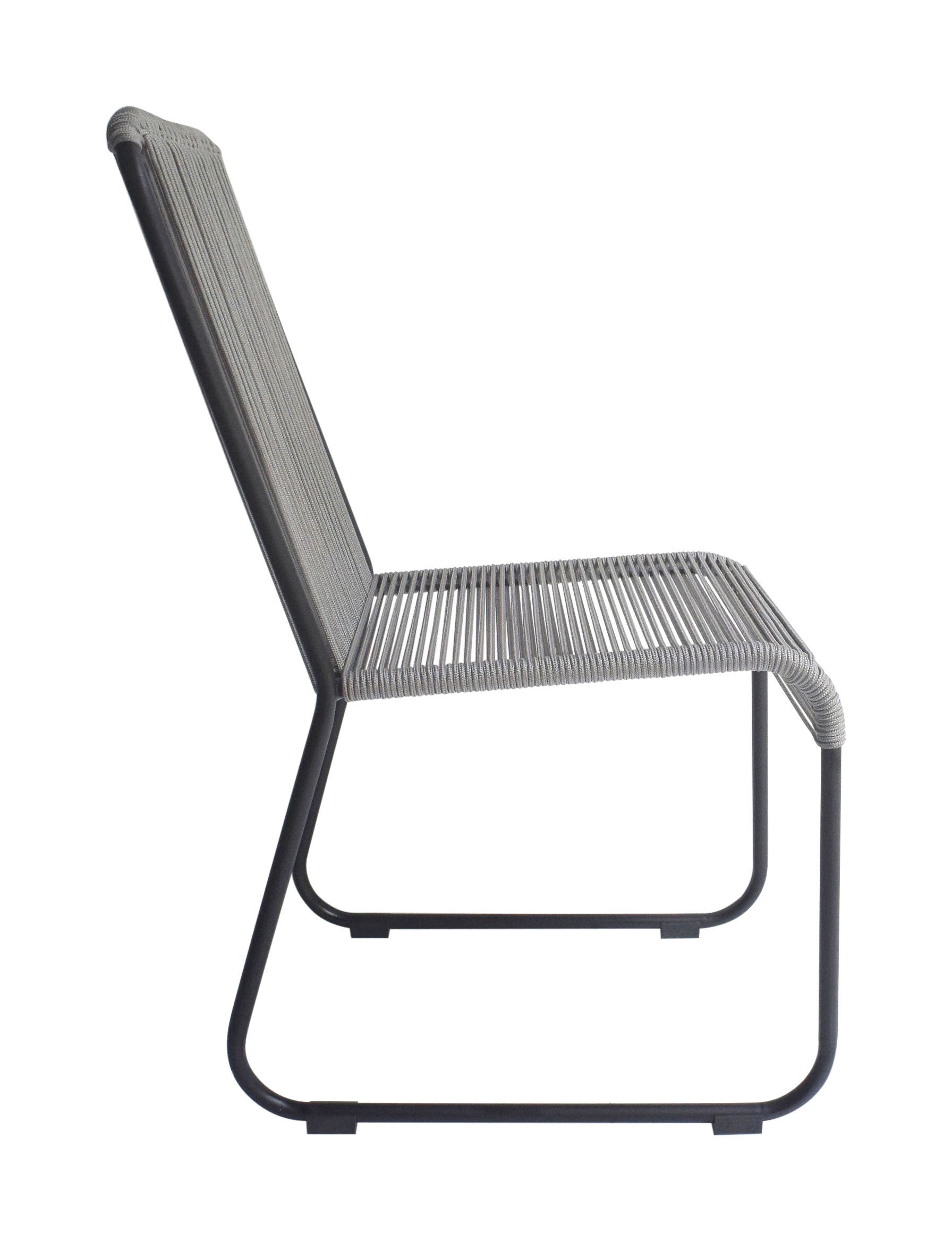 18.9" x 25.2" x 36.2" Black & Dark Gray, Steel & Rope, Dining Chair - Set of 2