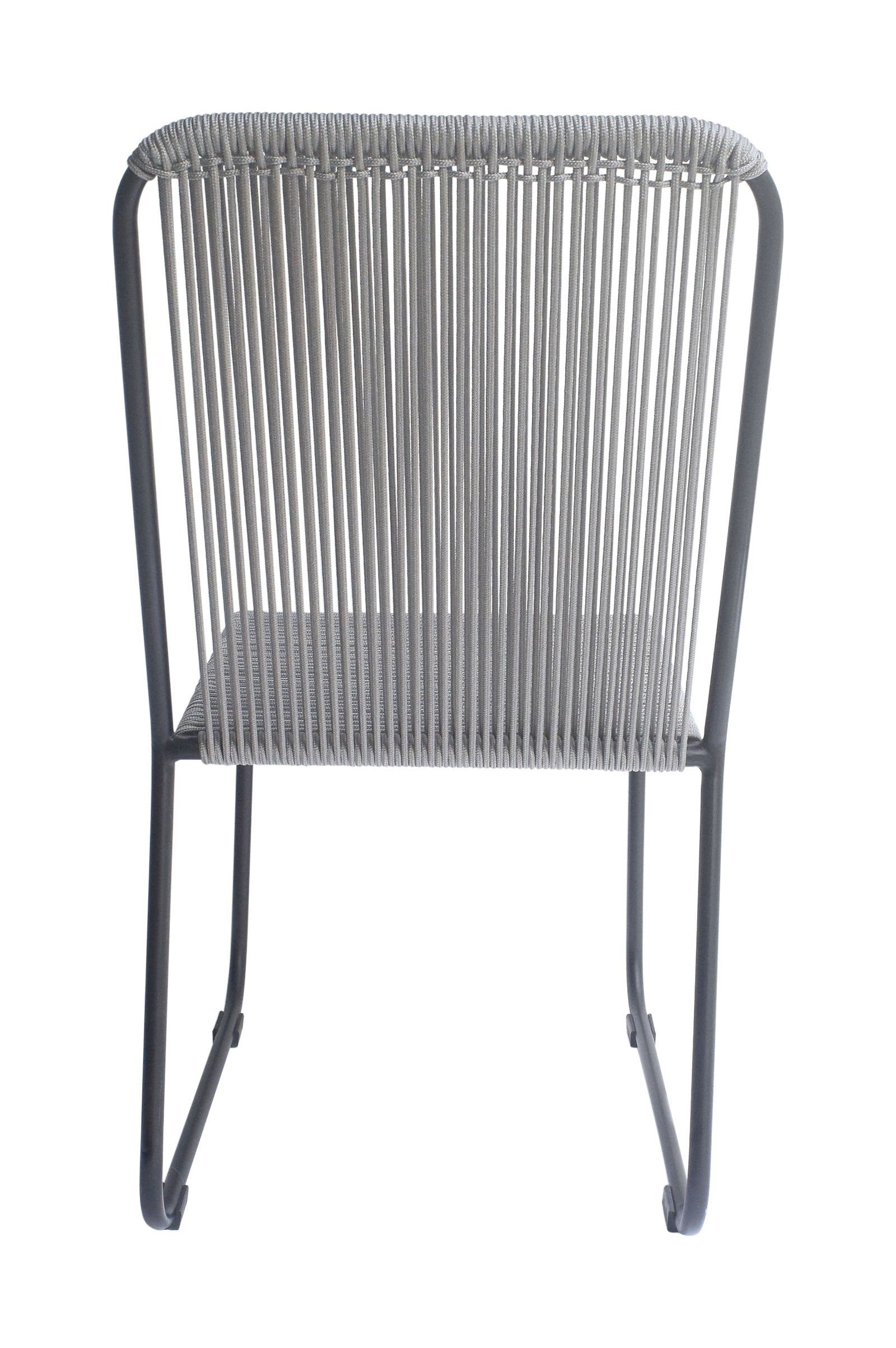 18.9" x 25.2" x 36.2" Black & Dark Gray, Steel & Rope, Dining Chair - Set of 2