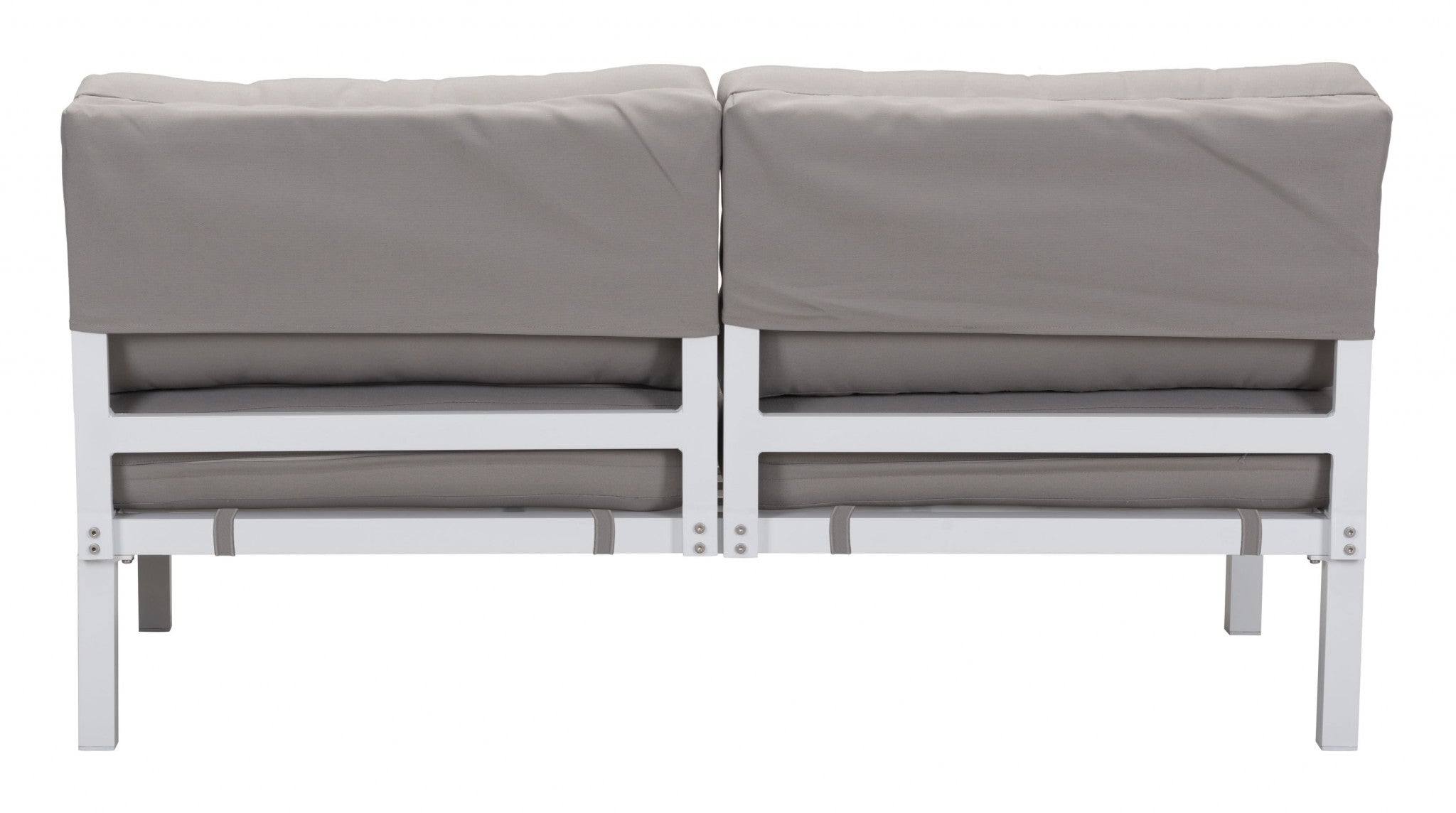 White and Gray Sunproof Fabric Armless Aluminum Loveseat