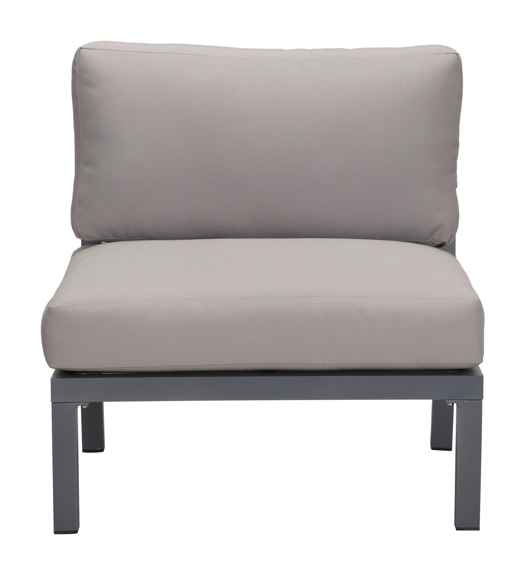 28" x 30.3" x 28.7" Dark Gray & Gray, Polyresin, Powder Coated Aluminum, Armless Chair