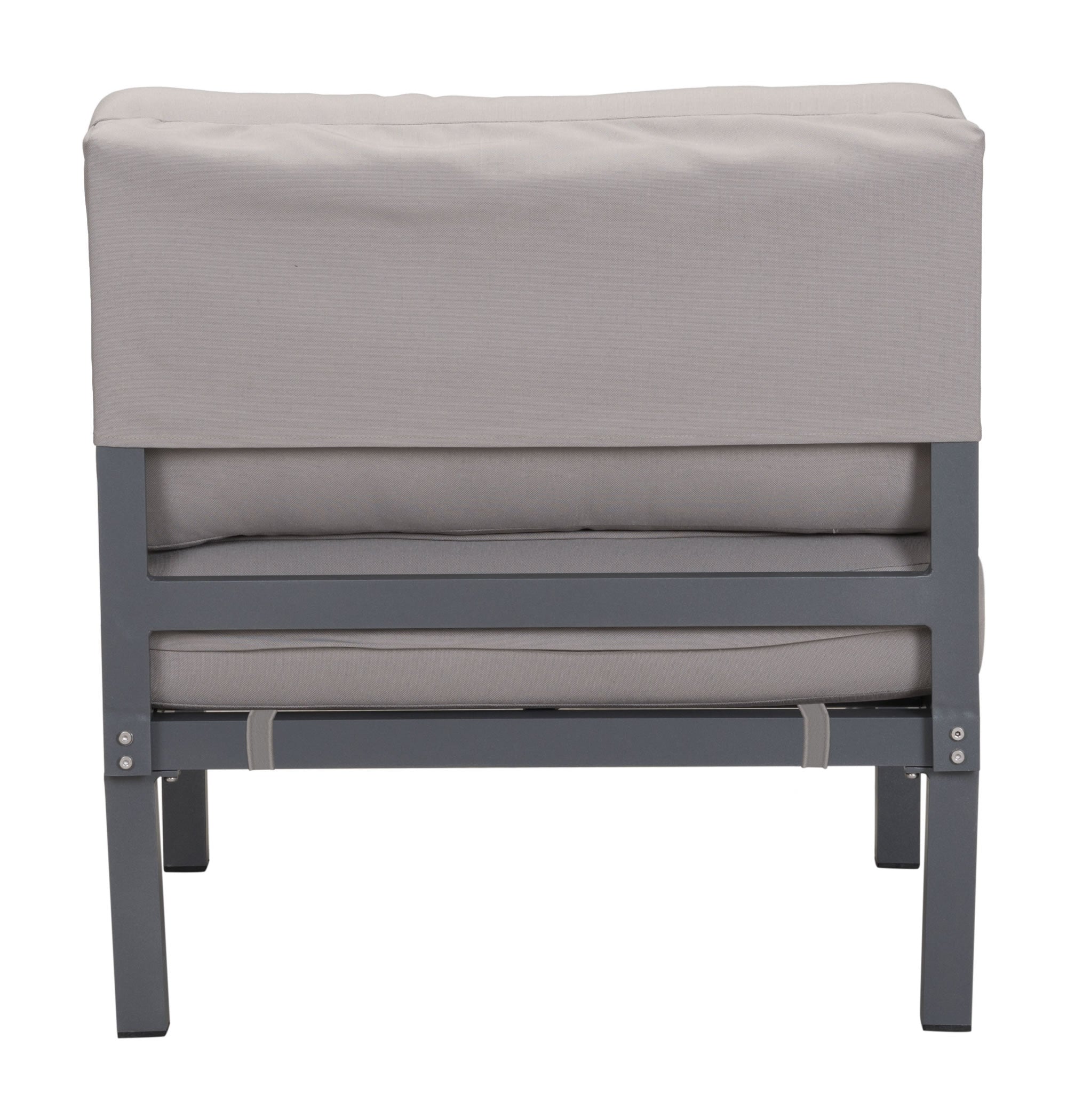 28" x 30.3" x 28.7" Dark Gray & Gray, Polyresin, Powder Coated Aluminum, Armless Chair