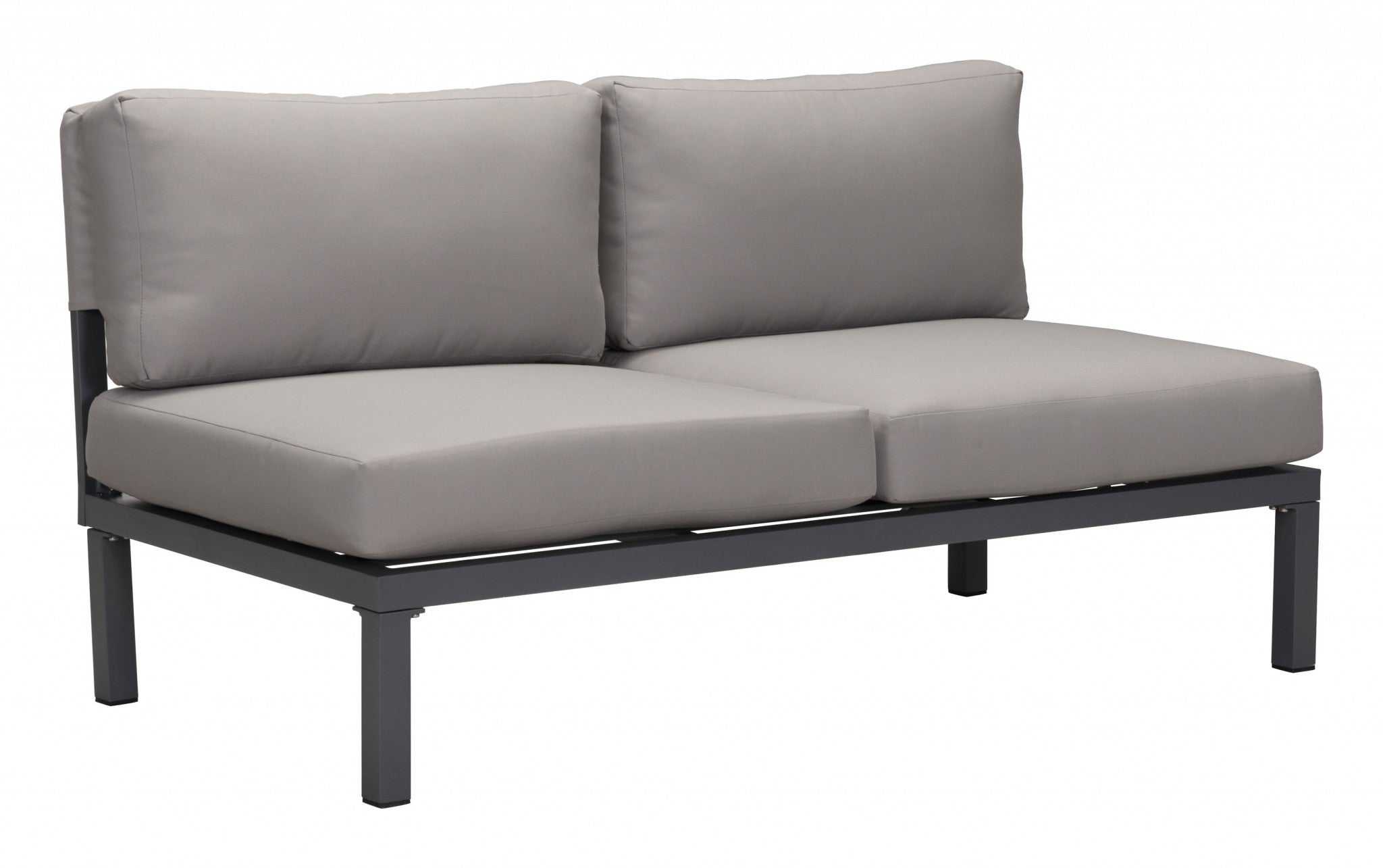 55.9" x 30.3" x 28.7" Dark Gray & Gray, Polyresin, Powder Coated Aluminum, Loveseat