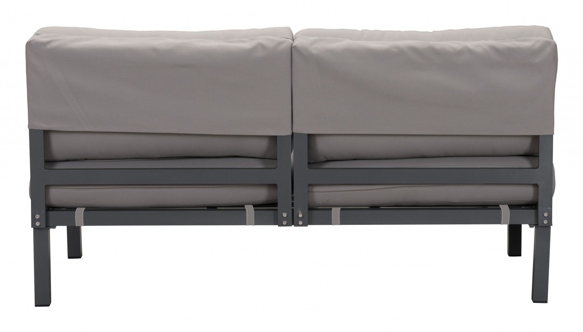 55.9" x 30.3" x 28.7" Dark Gray & Gray, Polyresin, Powder Coated Aluminum, Loveseat