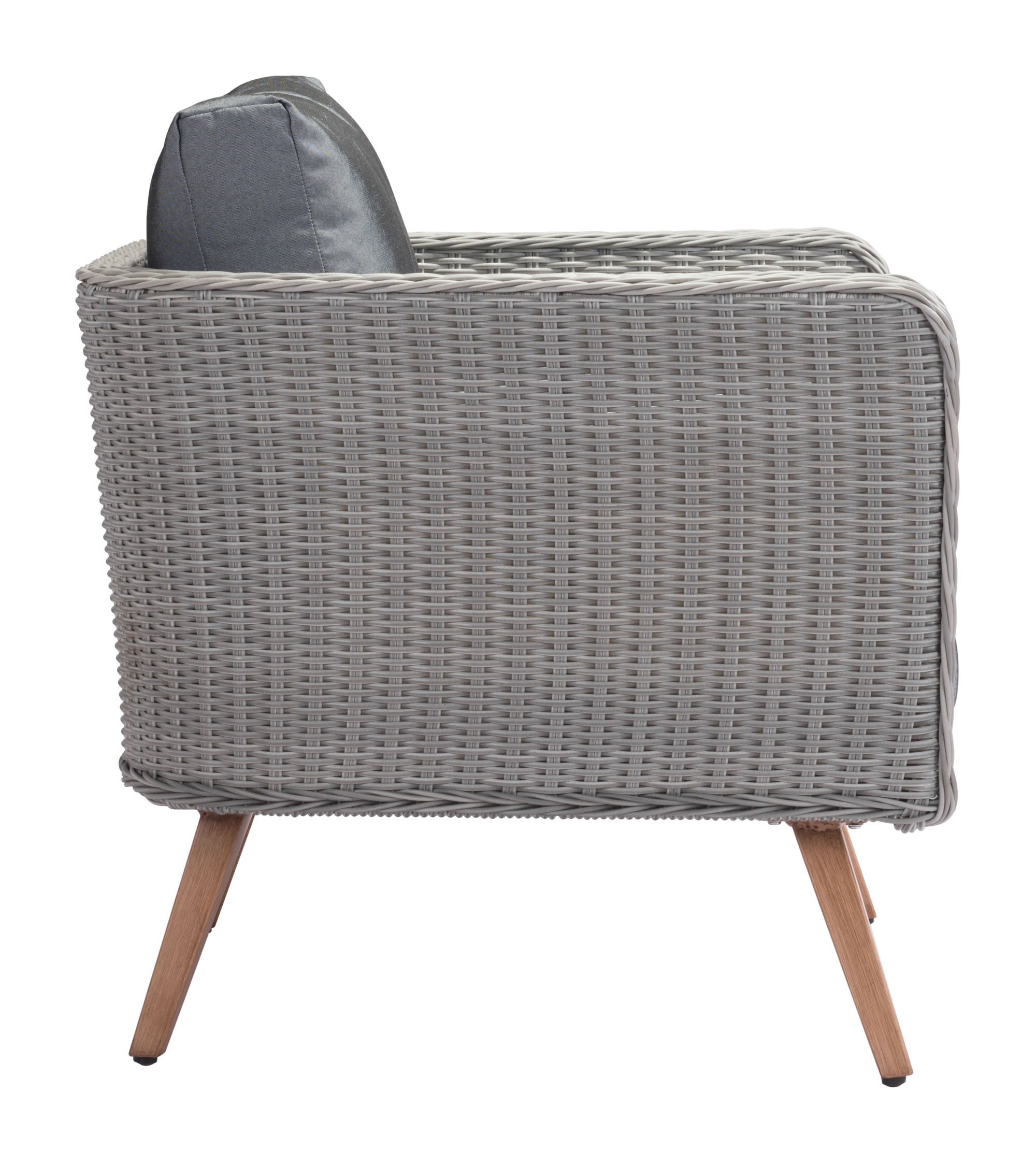 35.4" x 30.3" x 33.9" Natural & Gray, Synthetic Weave & Aluminium, Arm Chair