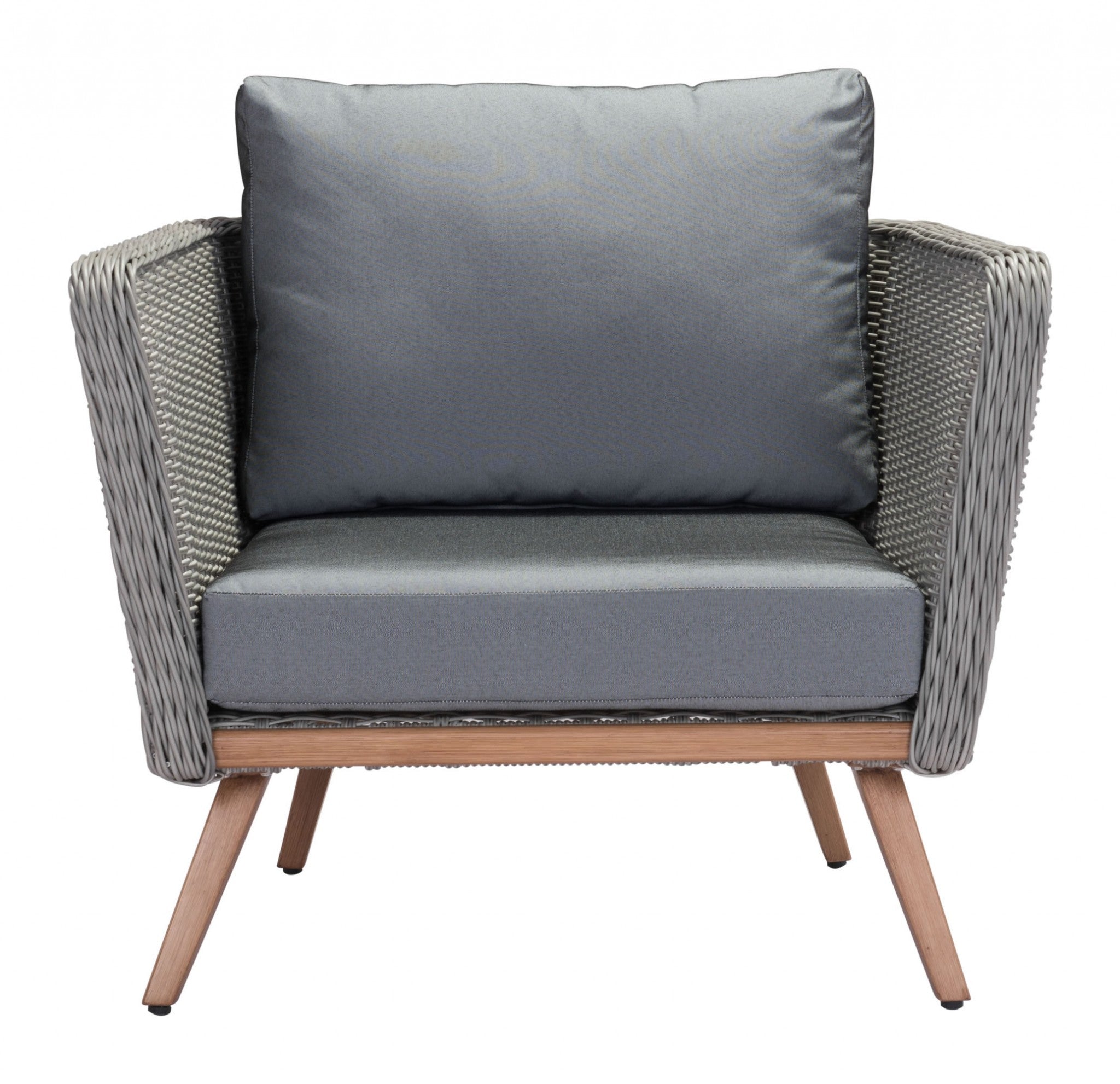 35.4" x 30.3" x 33.9" Natural & Gray, Synthetic Weave & Aluminium, Arm Chair