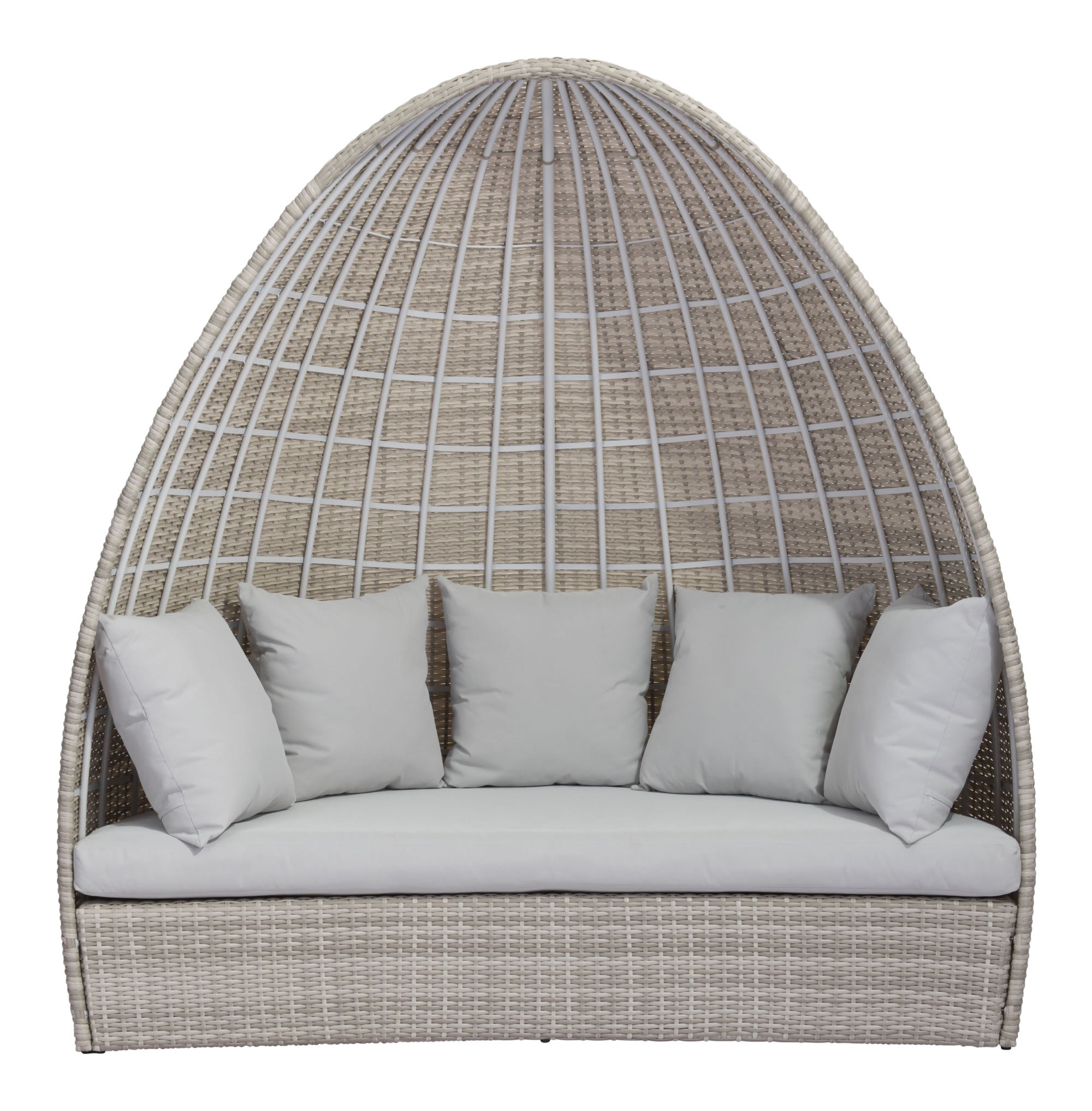 79.5" x 45.7" x 80.3" White and Gray Synthetic Weave Aluminum Daybed