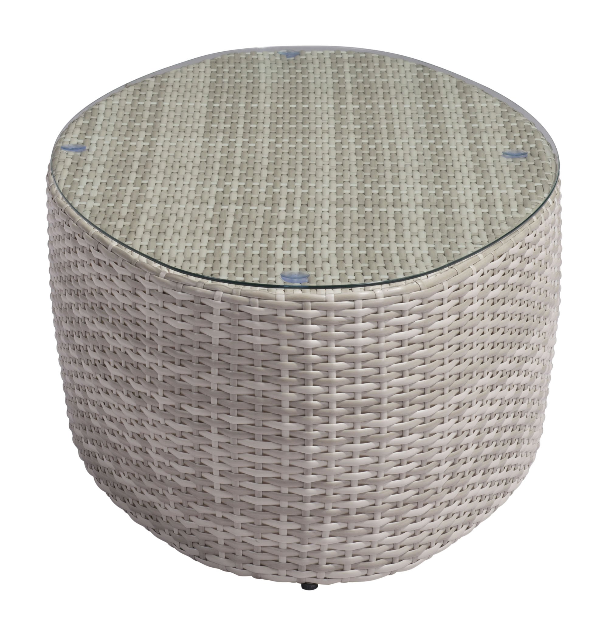 53.9" x 28.7" x 15.9" White, Tempered Glass, Synthetic Weave, Aluminum, Coffee Table