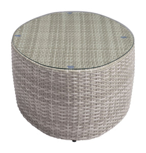 53.9" x 28.7" x 15.9" White, Tempered Glass, Synthetic Weave, Aluminum, Coffee Table