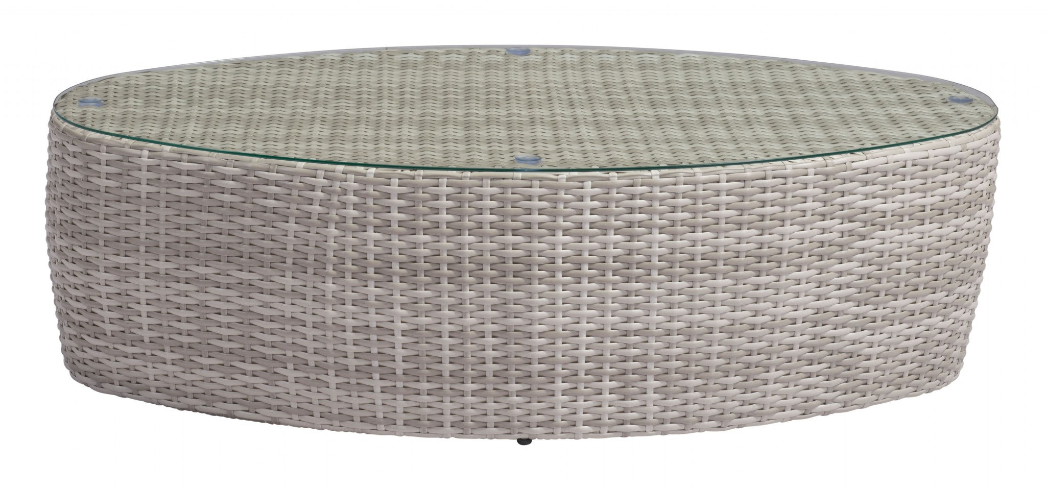 53.9" x 28.7" x 15.9" White, Tempered Glass, Synthetic Weave, Aluminum, Coffee Table